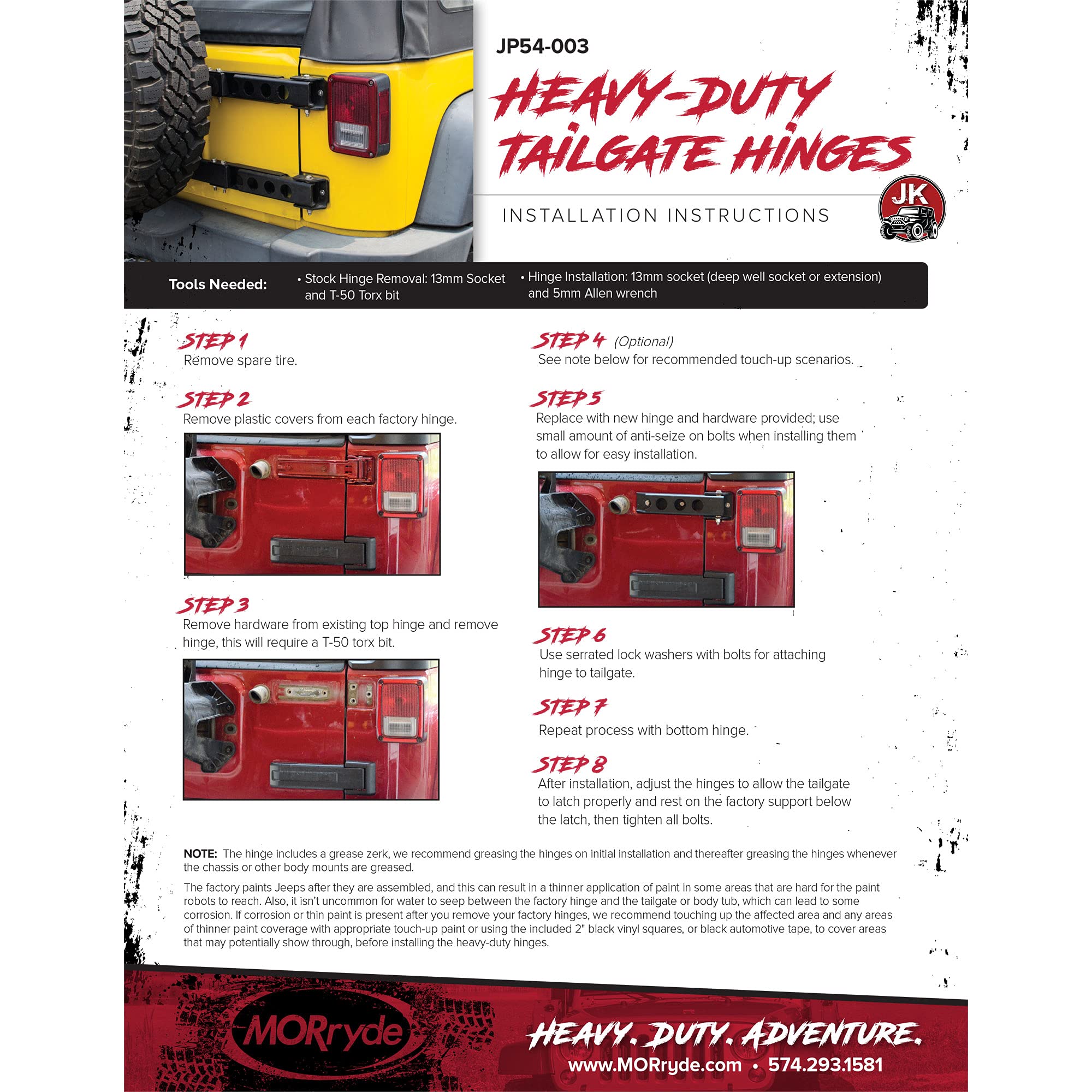 Morryde - Jp54-003 - Heavy Duty Hinge - Jk Model (07-15 Wrangler)