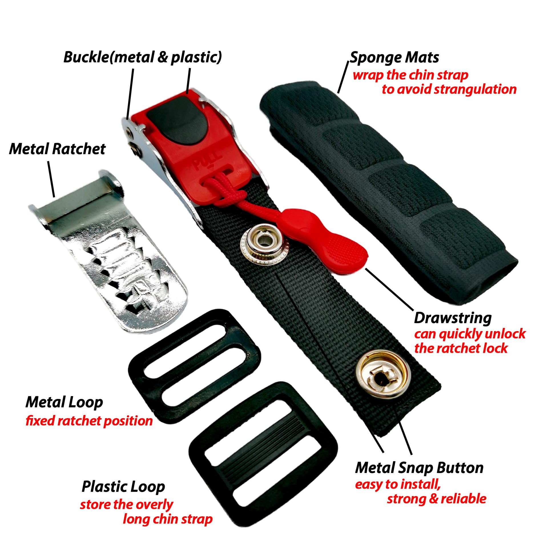 Zyrelynx Helmet Quick Release Buckle Kit, Metal Helmet Chin Strap Adapter, Install Without Removing Double D-Ring Strap Snap, Compatible With Half, 3/4, Full Face Helmet, Silver, 1 Pack