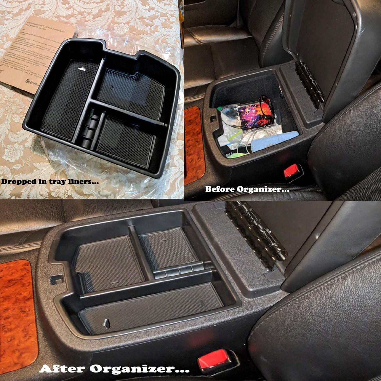 EDBETOS 07-14 Full Size Trucks Center Front Floor Console Compatible with Chevrolet Avalanche Tahoe Silverado Suburban 1500 2500 Sierra Pickup Truck Yukon & XL/Denali 19166288