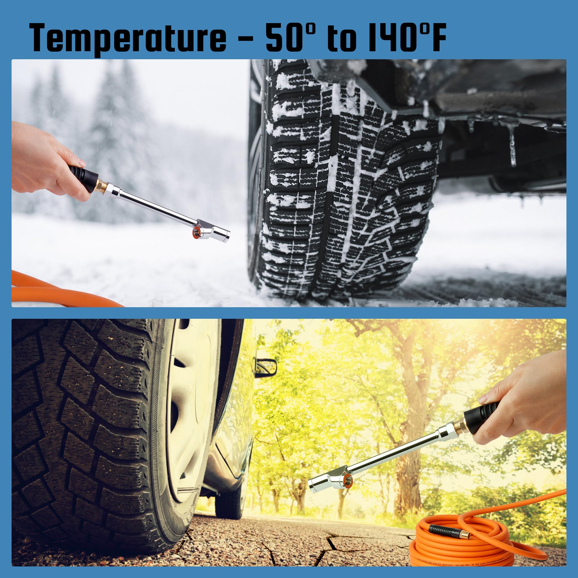 Dazakoot Truck Tire Inflator Kit, 3/8    X 50Ft Hybrid Air Hose With 1/4'' Chuck And 1/2'' Npt Universal Gladhand Connection (35