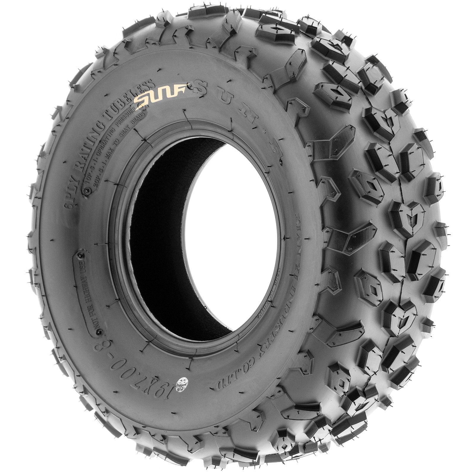 SunF A014 XC Sport-Racing Go-Kart & Quad ATV 19x7-8 Knobby Tire, 6 PR, Tubeless
