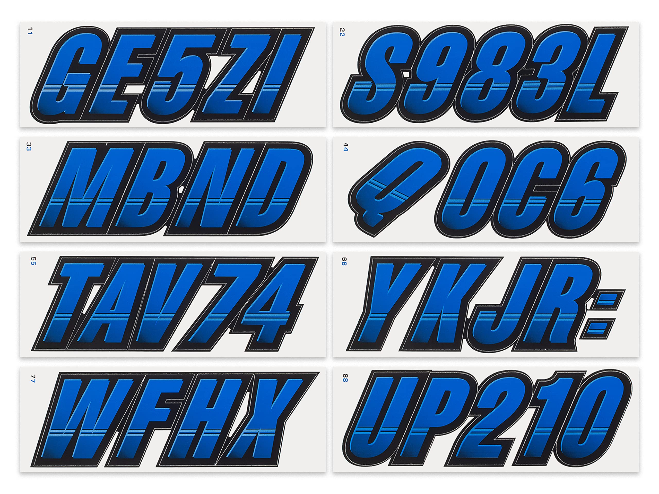 Stiffie Techtron Blue/Black 3 '' Boat & Pwc Registration Decals  Numbers Letters Stickers