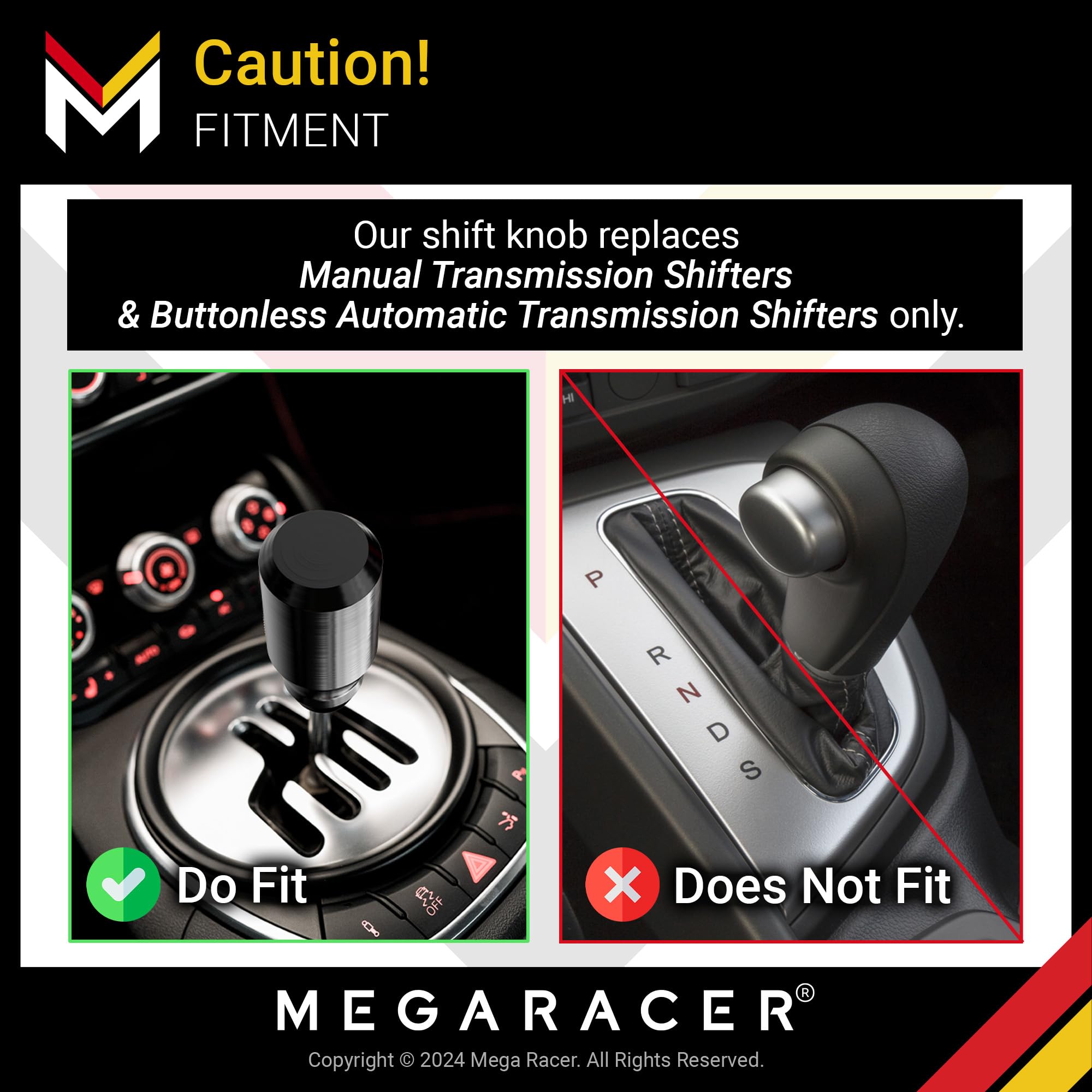 Black Manual Gear Shift Knob | Automatic Buttonless Shifter Knobs | Gear Stick Shifter 6 Speed 5 Speed Car Shifter Nob Gear Knob