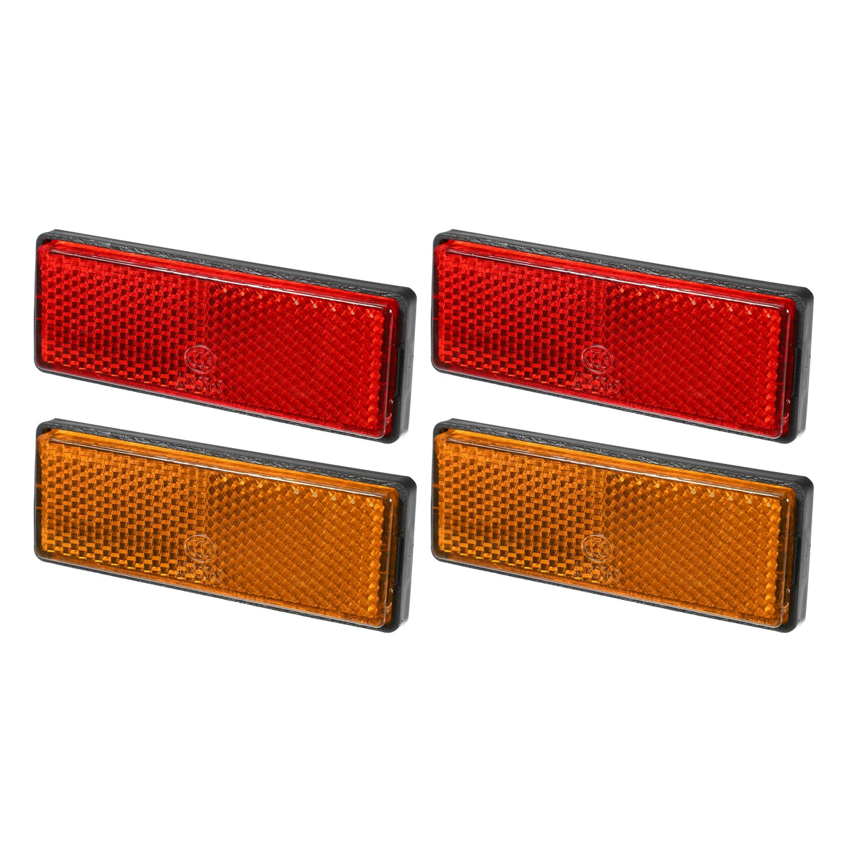 Partuto 4Pcs 3.46'X1.26' Universal Reflector - Rectangle Motorcycle Bike Safety Reflector Increase Visibility And Safety On The Road - Plastic Red Orange