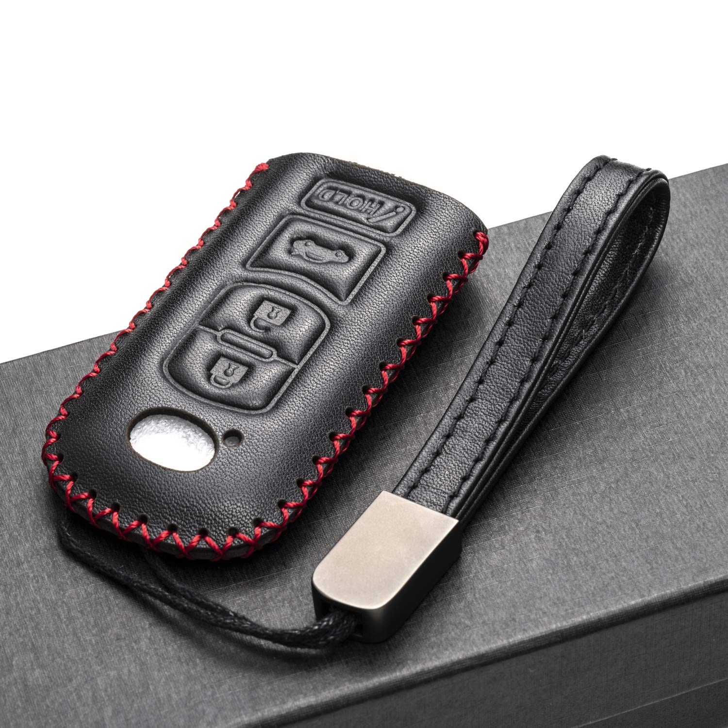 Vitodeco Genuine Leather Smart Key Fob Case Cover Protector Compatible For Mazda 3, 6, Cx-5, Cx-7, Cx-9, Mx-5 Miata, Atenza Axel