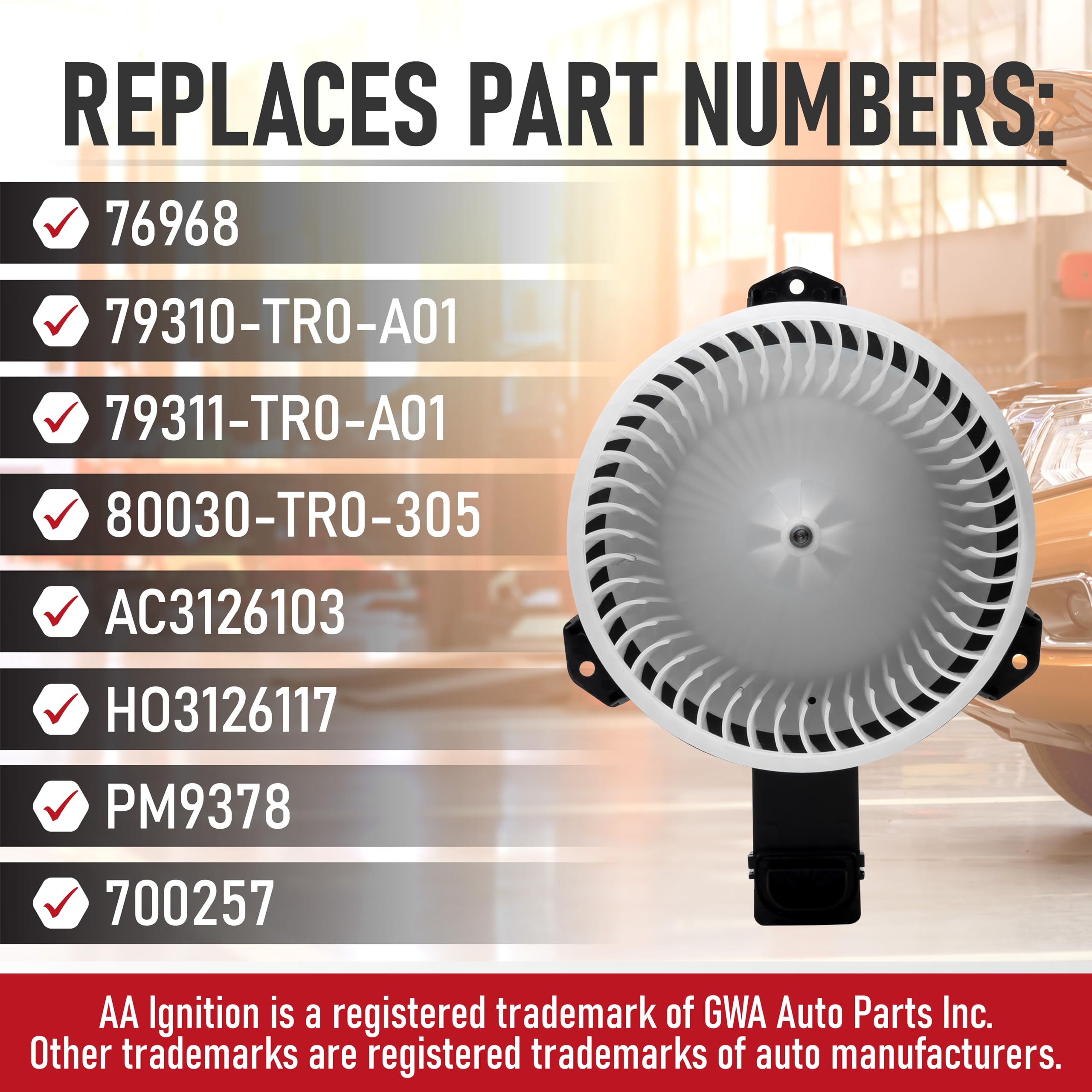 Hvac Blower Motor Replacement By Aa Ignition - Compatible With Acura & Honda Vehicles - 2013-2015 Ilx, 2013-2014 Rdx, 2012-2013
