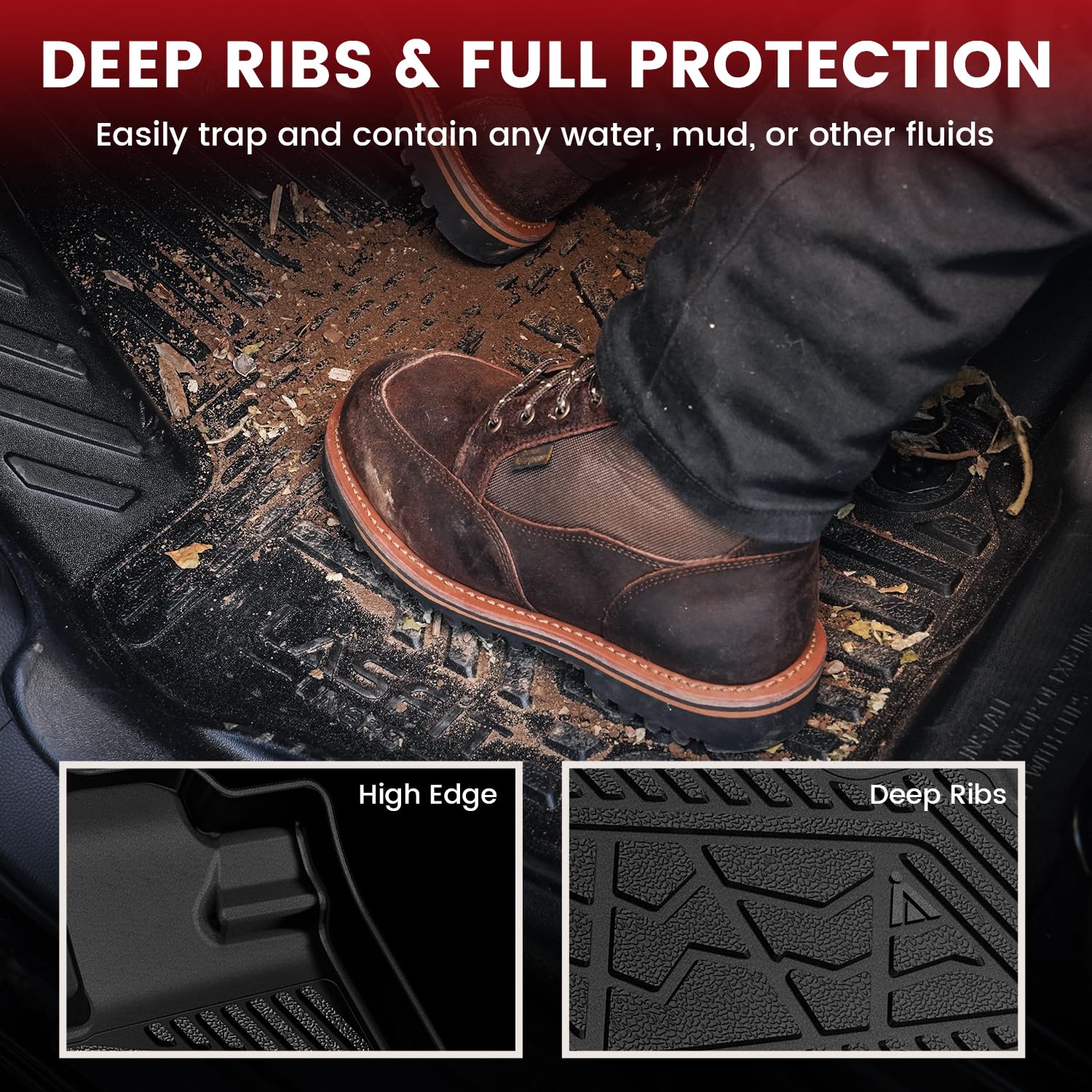 Lasfit Floor Mats For Honda Ridgeline 2025 2024 2023-2017 Crew Cab, All Weather Protection Tpe Non-Slip Custom Fit Automotive Ac
