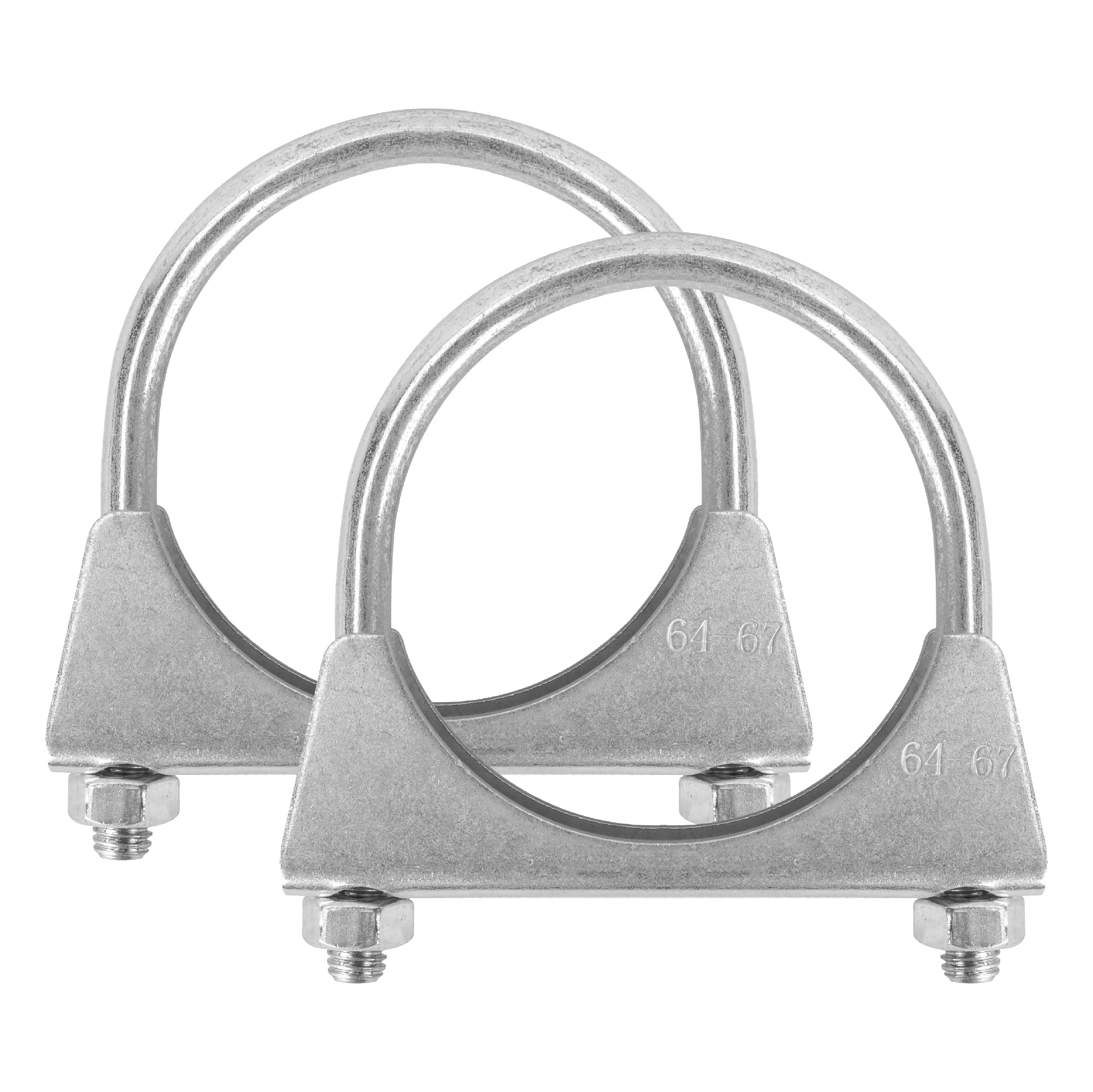 Batoneco 2.5'' U Bolt Clamp, Muffler Exhaust Clamps,2-1/2 Inch Saddle Style Heavy Duty Mild Steel(2-Pack)