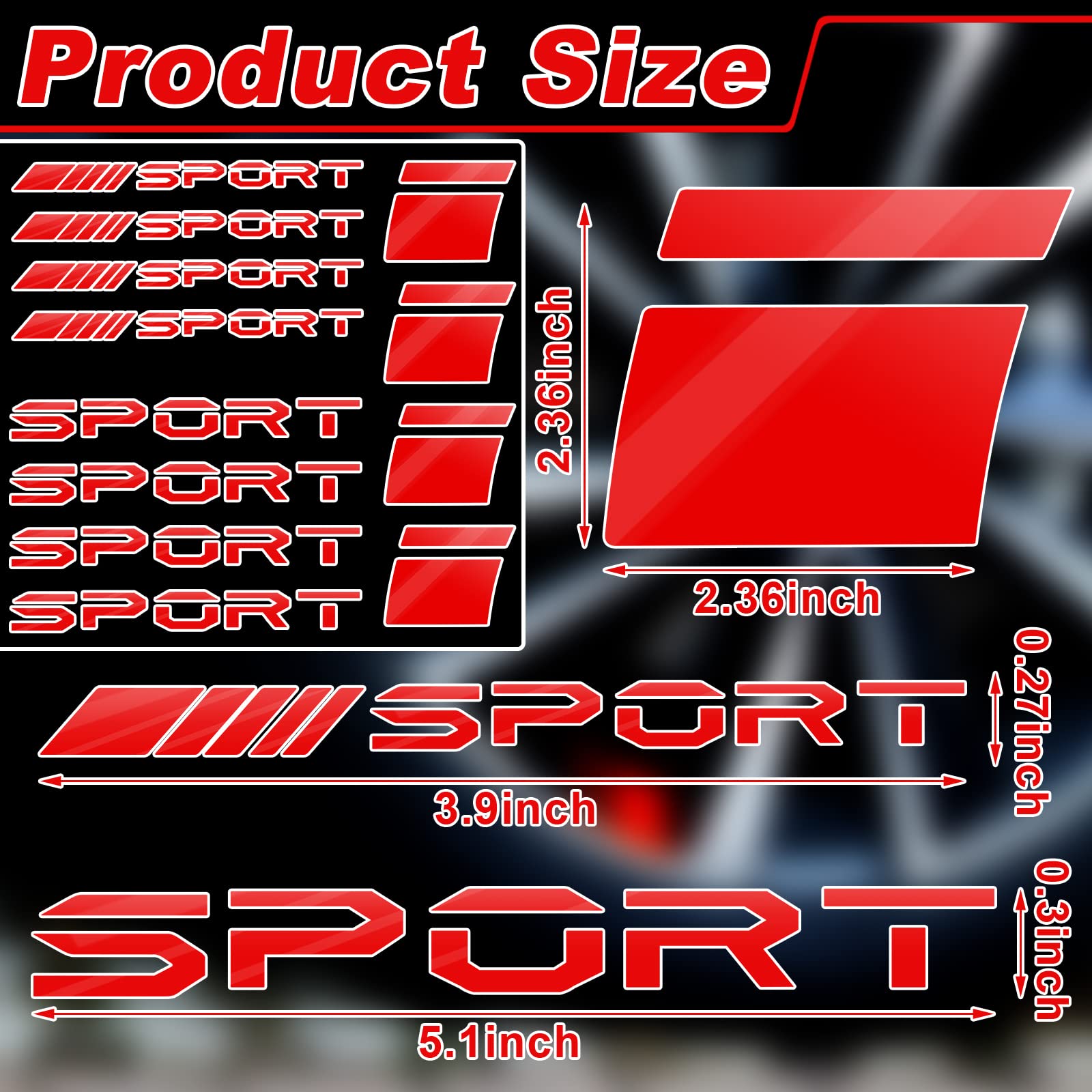 12 Pcs Wheel Rim Decal Stripes Set Sport Emblem Reflective Stickers, Auto Racing Sport Logo Decals Waterproof Wheel Stripe Car R