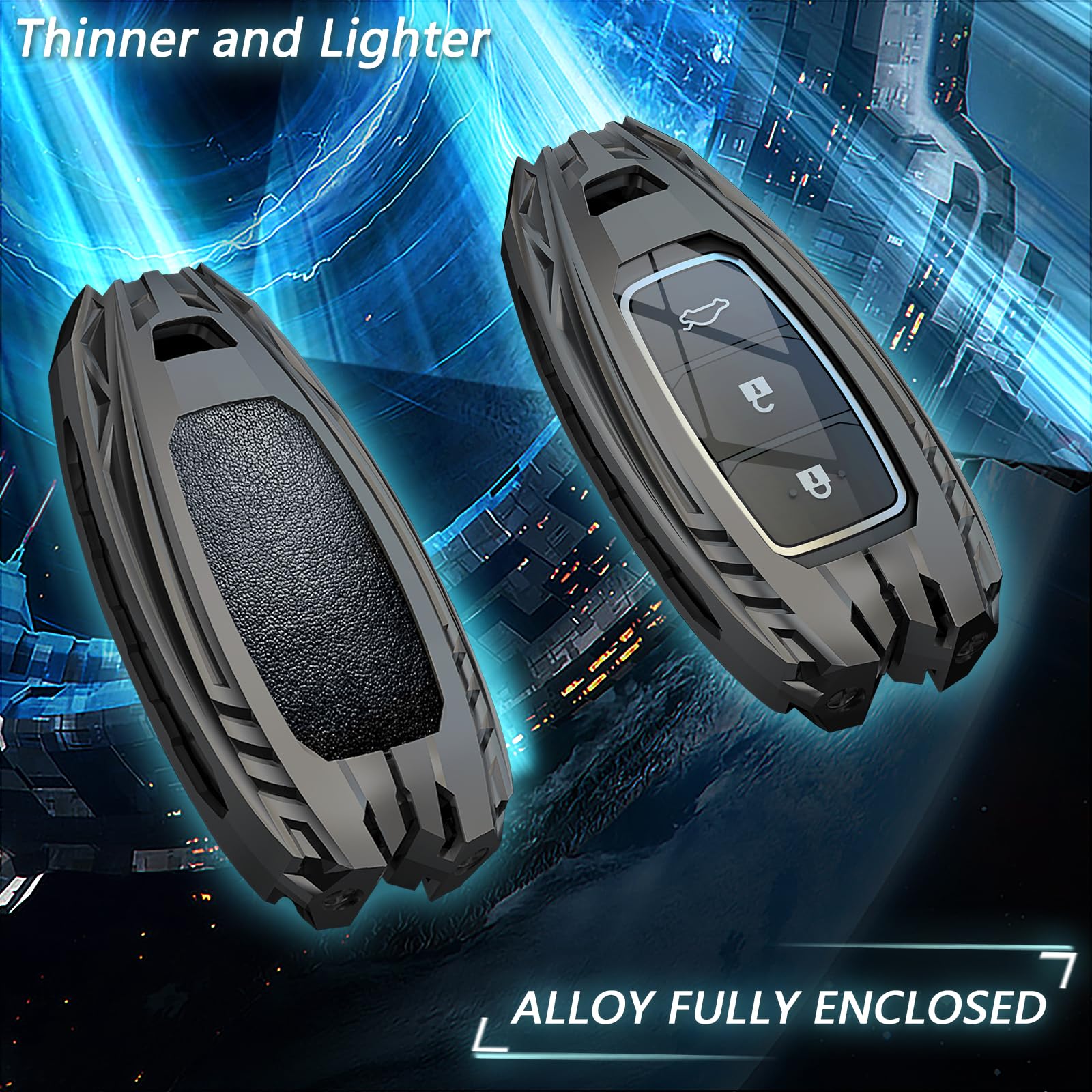 Ocezbiis For Hyundai Key Fob Cover,Keychain,Zinc Alloy Protection Car Key Case For Palisade Elantra Kona Veloster Solaris Azera