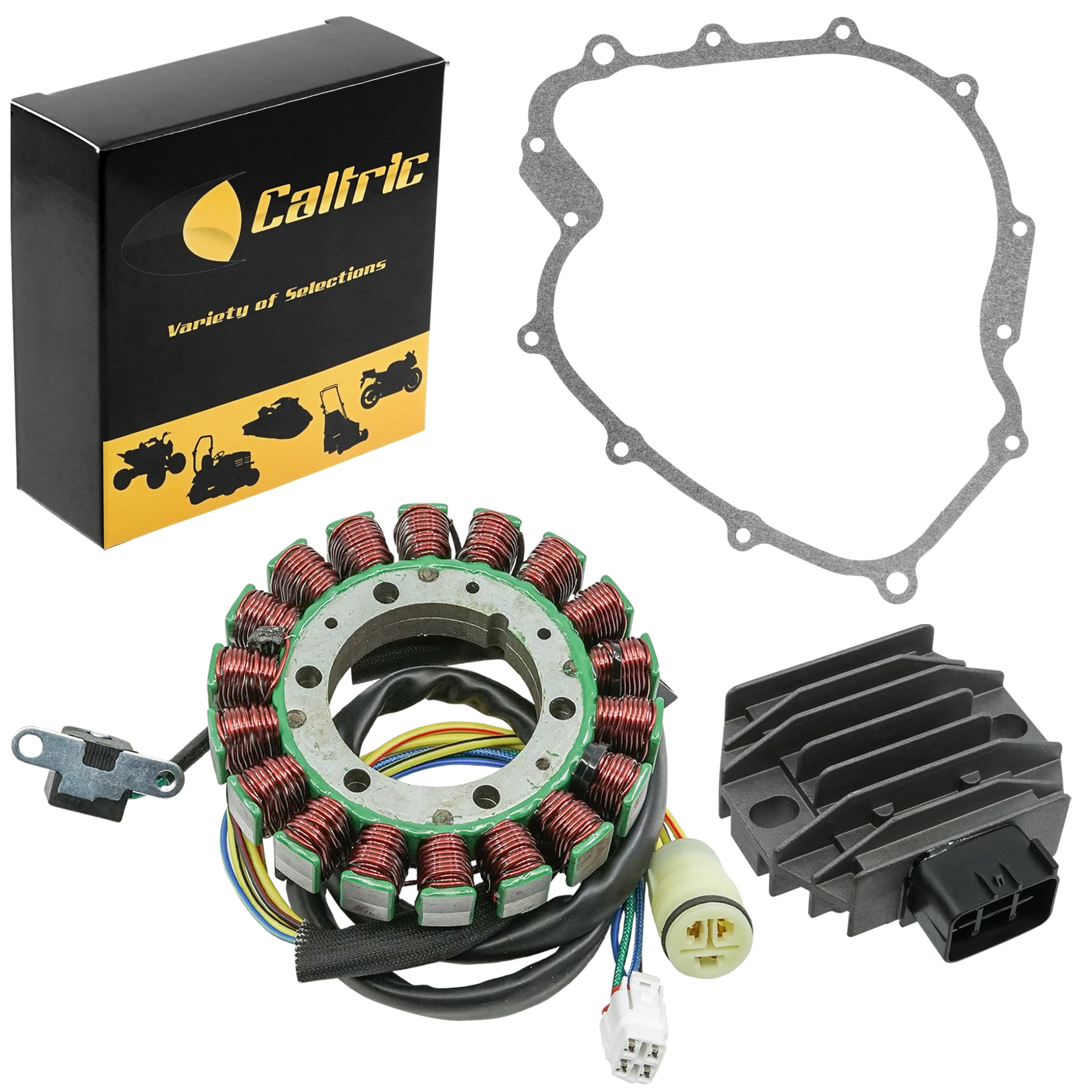 Caltric Stator & Regulator Rectifier Compatible With Yamaha Grizzly 660 Yfm660 2002-2008 With Gasket Atv