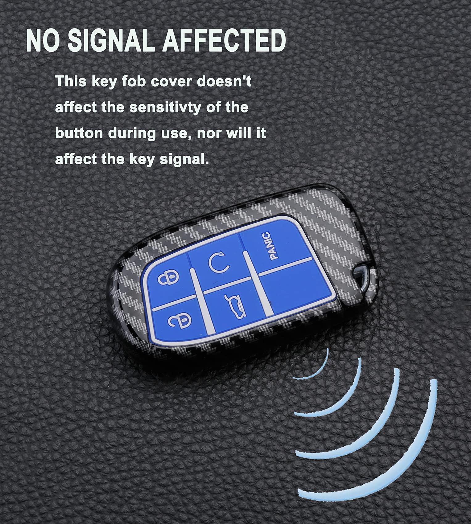 Key Fob Cover Case For Jeep Grand Cherokee Renegade Chrysler 200 300 Dodge Ram Durango Charger Challenger Journey Dart Fiat 5 Buttons Keyless Entry Remote Case Holder Abs Carbon Fiber Pattern (Blue)