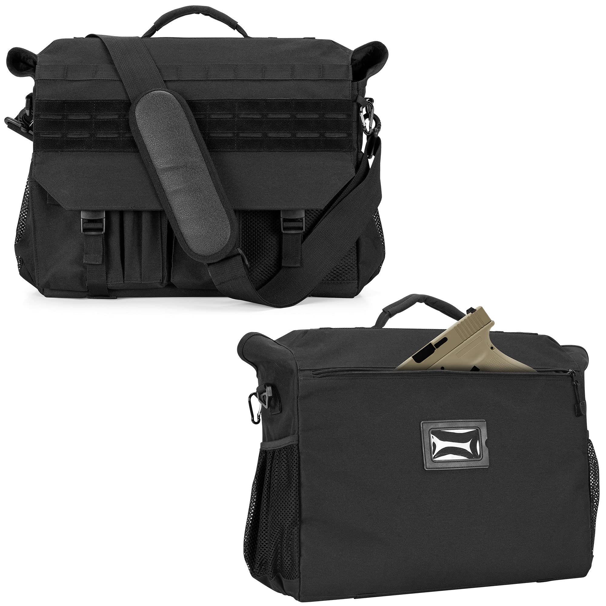 Trunab Patrol Bag, Car Front Seat Organizer, Police Duty Bag For Law Enforcement With 15.6” Laptop Sleeve, Molle Webbing, Multiple Compartment, Removable Strap, Black
