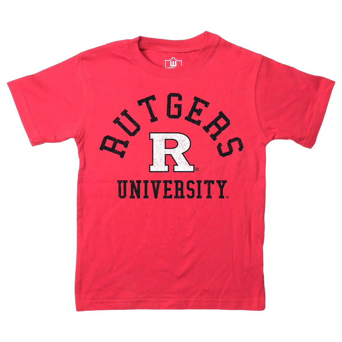 Wes And Willy Ncaa Kids Ss Organic Cotton Tee Shirt, Rutgers Scarlet Knights, Cherry, L