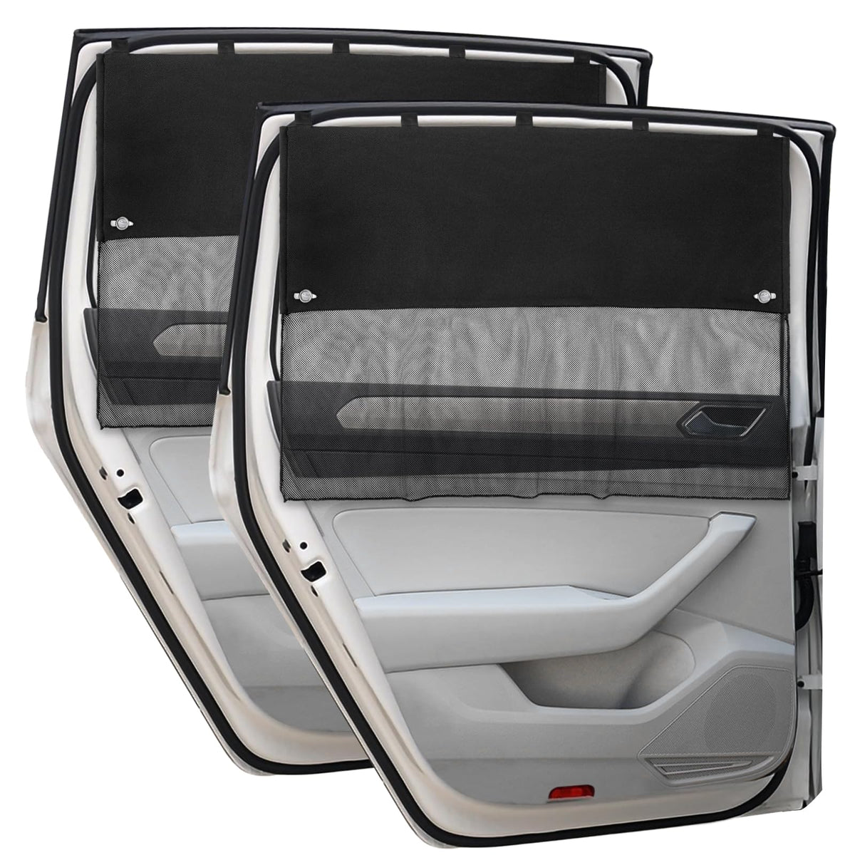 Car Window Shades, 2 Pcs Half Blackout & Half See-Through Magnetic Sun Shade For Rear Window Covers With Fixed Suction Cups,Car