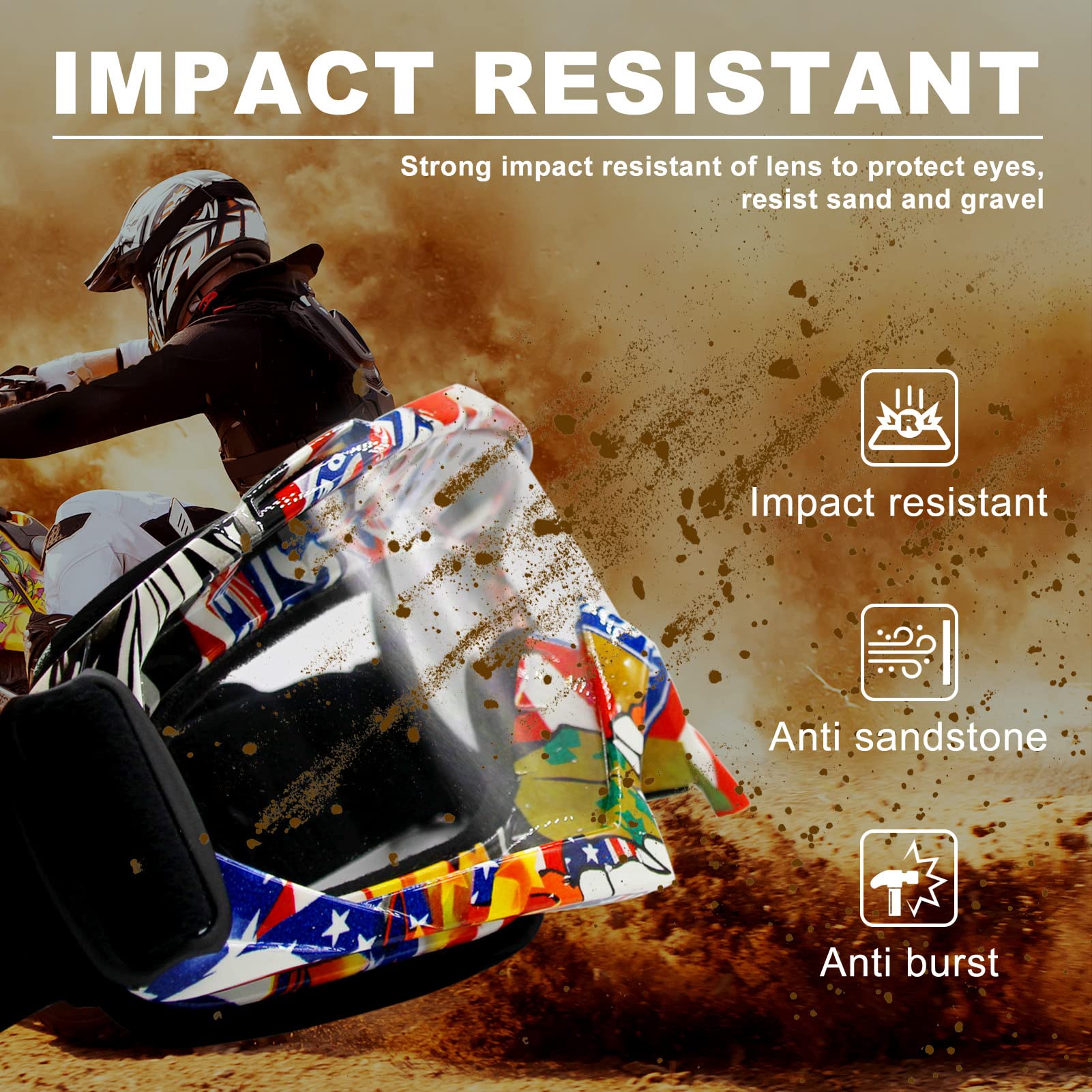 Zukmi Dirtbike Goggles For Men Motocross Helmet Gogges For Adults Atv Goggles Mx Off Goggles For Motorcycle Racing Riding