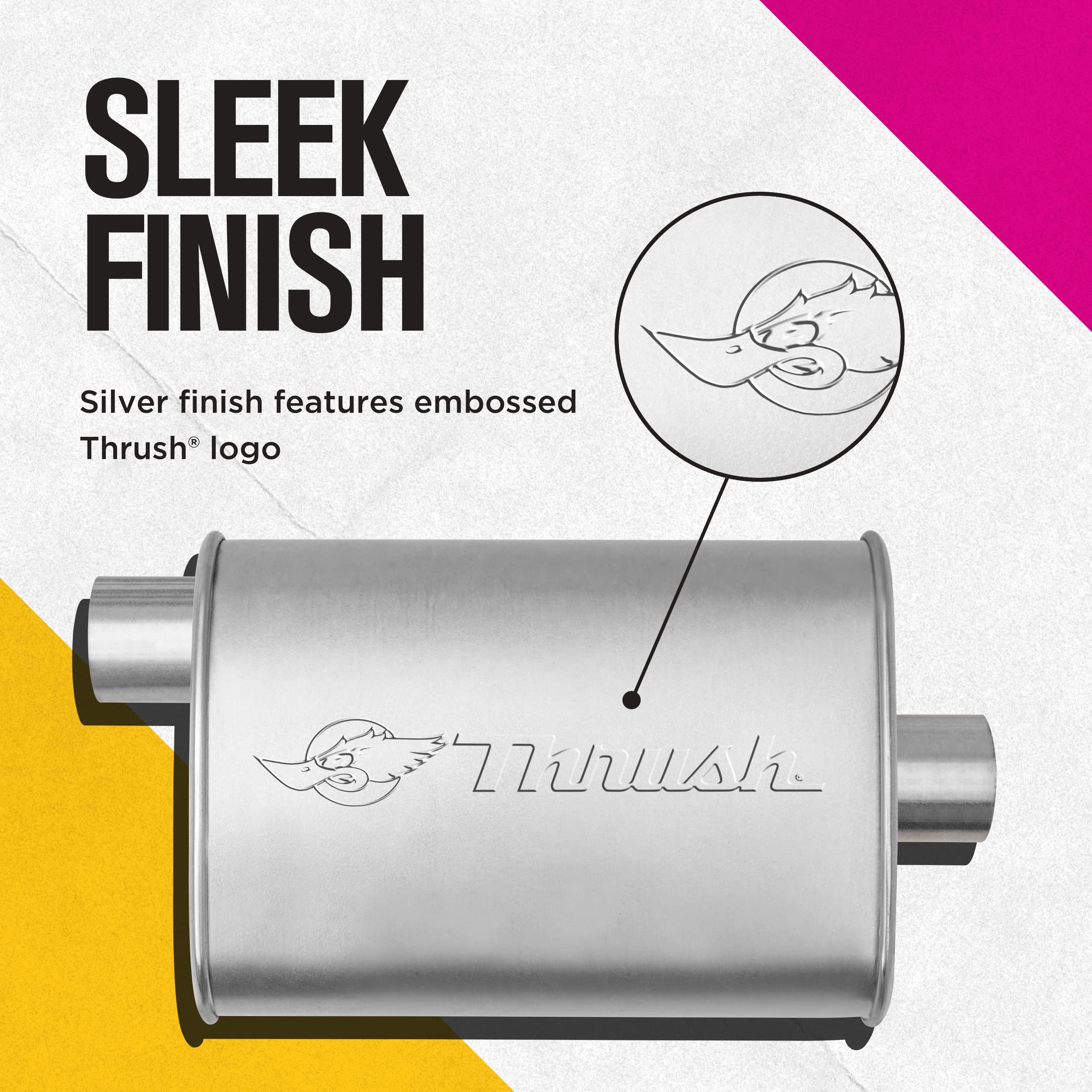 Thrush Muffler Mellow Performance Tone Inlet 2.5 Pipe Connection Offset Outlet 2.5 Center