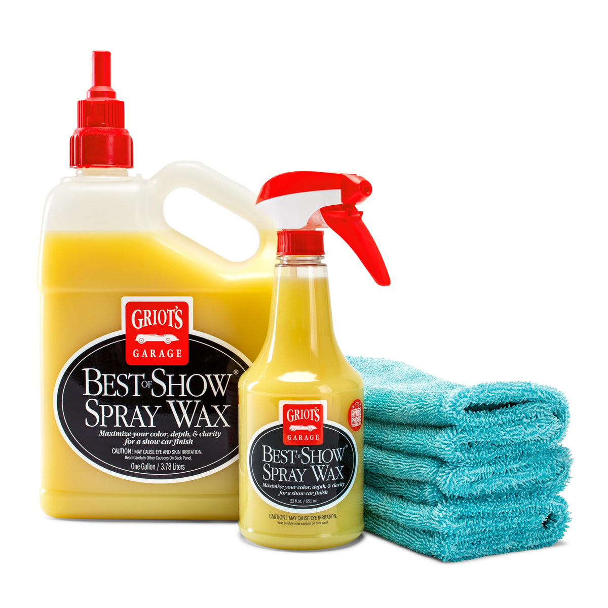 Griot'S Garage Best Of Show Spray Wax Kit, Includes 22Oz Sprayer Bottle, One Gallon Additional Refill, Microfiber Towels (Set Of