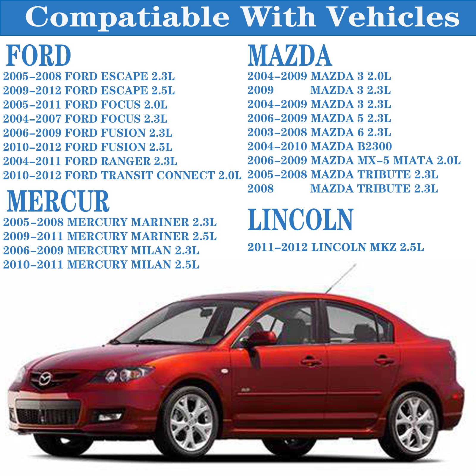 Vs50639R1 Engine Valve Cover Gasket Compatible With 2005-2019 Ford Escape Focus Fusion Ranger Transit 2004-2013 Mazda 3 5 6 B2300 Cx-7 Mx-5 Tribute 2005-2011 Mercury Mariner Milan L4 2.0L 2.3L 2.5L