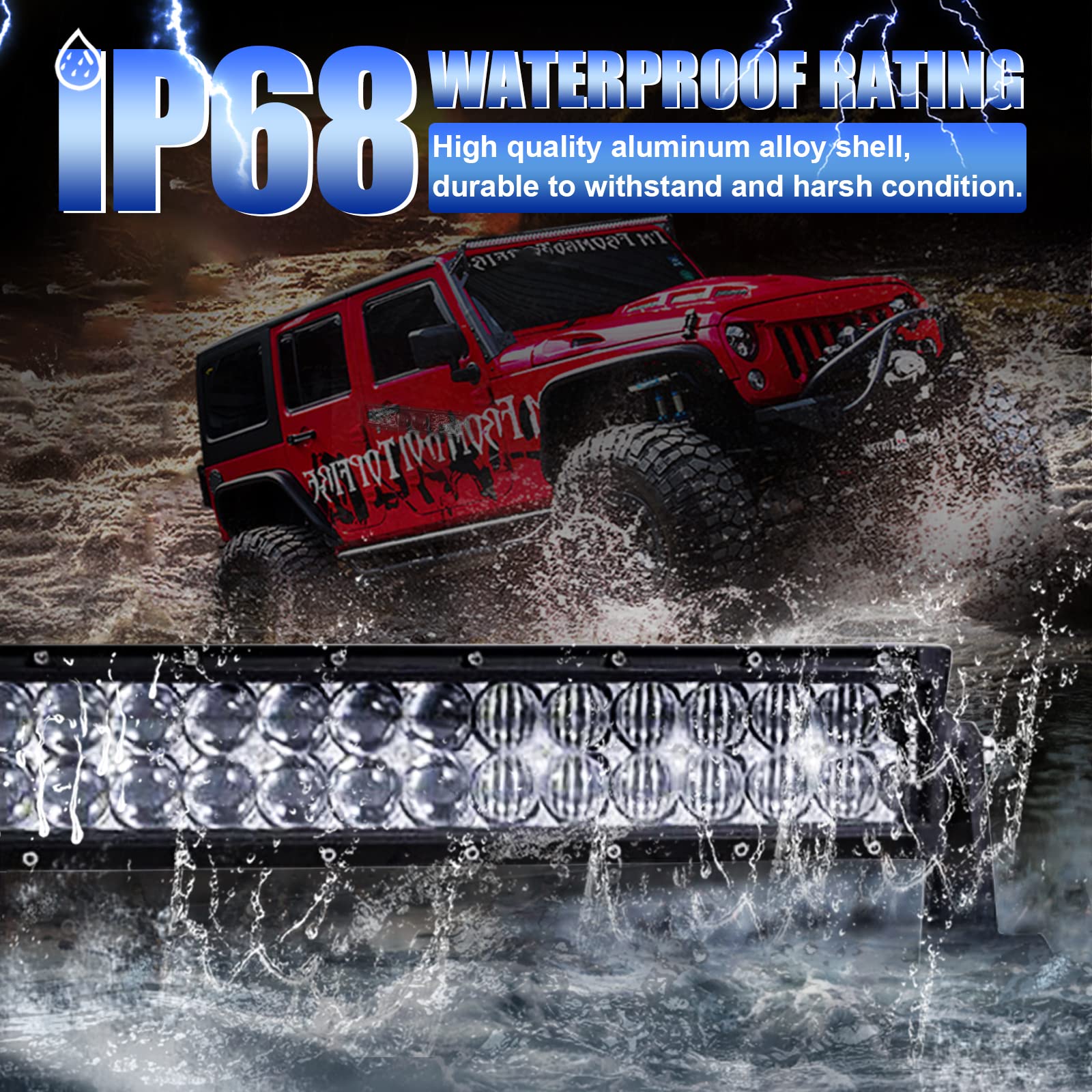 Auxbeam 42 Inch Led Light Bar, 240W Offroad Driving Curved Lights With 5D Reflectors, 24000Lm Spot Flood Combo Beam Off Road Fog Light With Dt Wiring Harness Kit For Jeep Pickup Trucks Suv Atv Utv