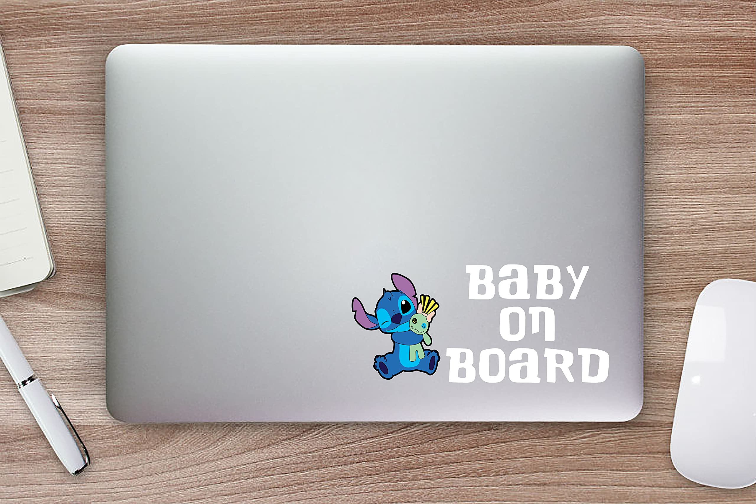 Rainbow Animated Design Cute Baby On Board Funny Little Super Hero Windows Truck Van Cars Laptop 2 Parts Stickers