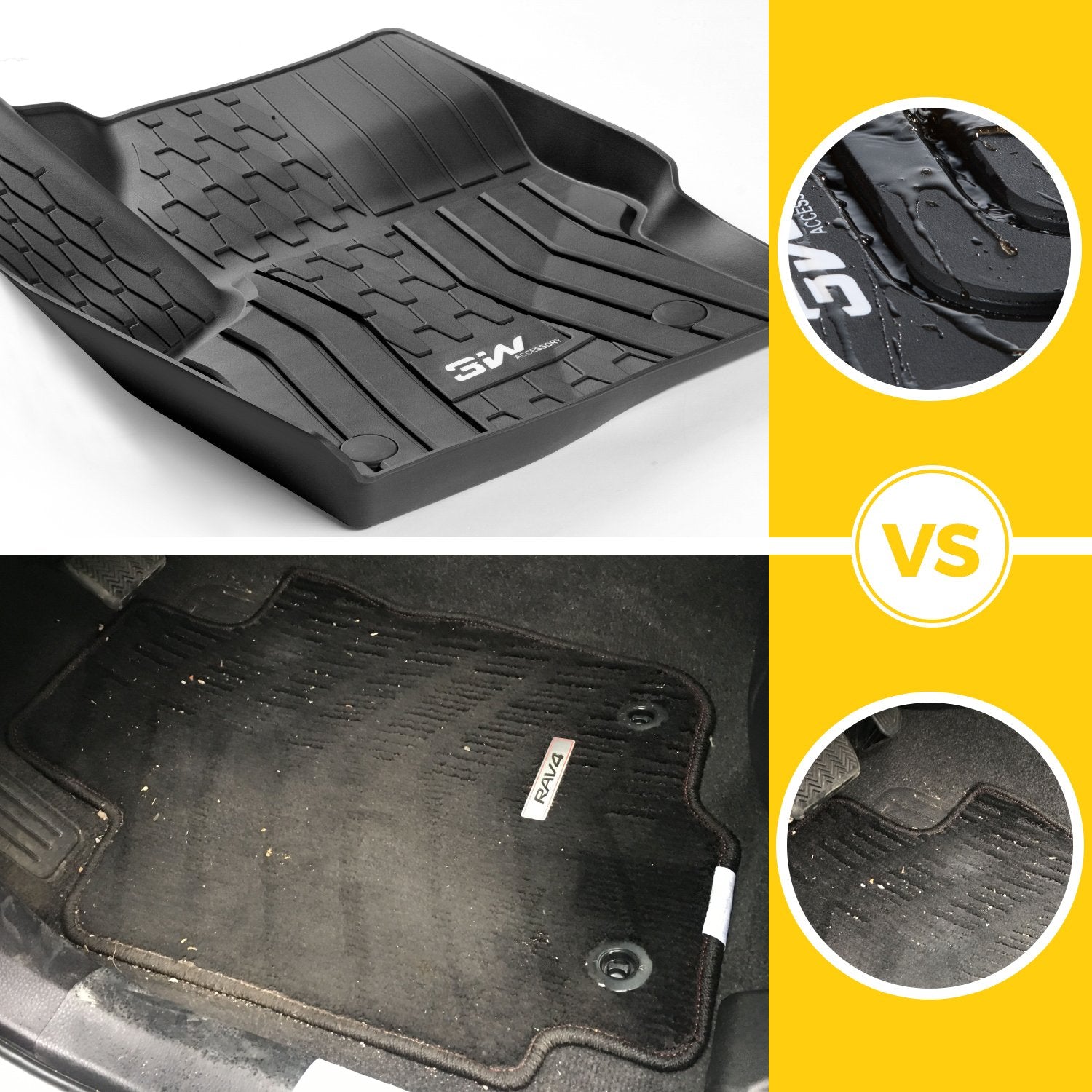 3W Floor Mats Compatible For Lincoln Mkc 2015-2022, Tpe All Weather Floor Liner Custom Fit 1St And 2Nd Rows Full Set Car Liners