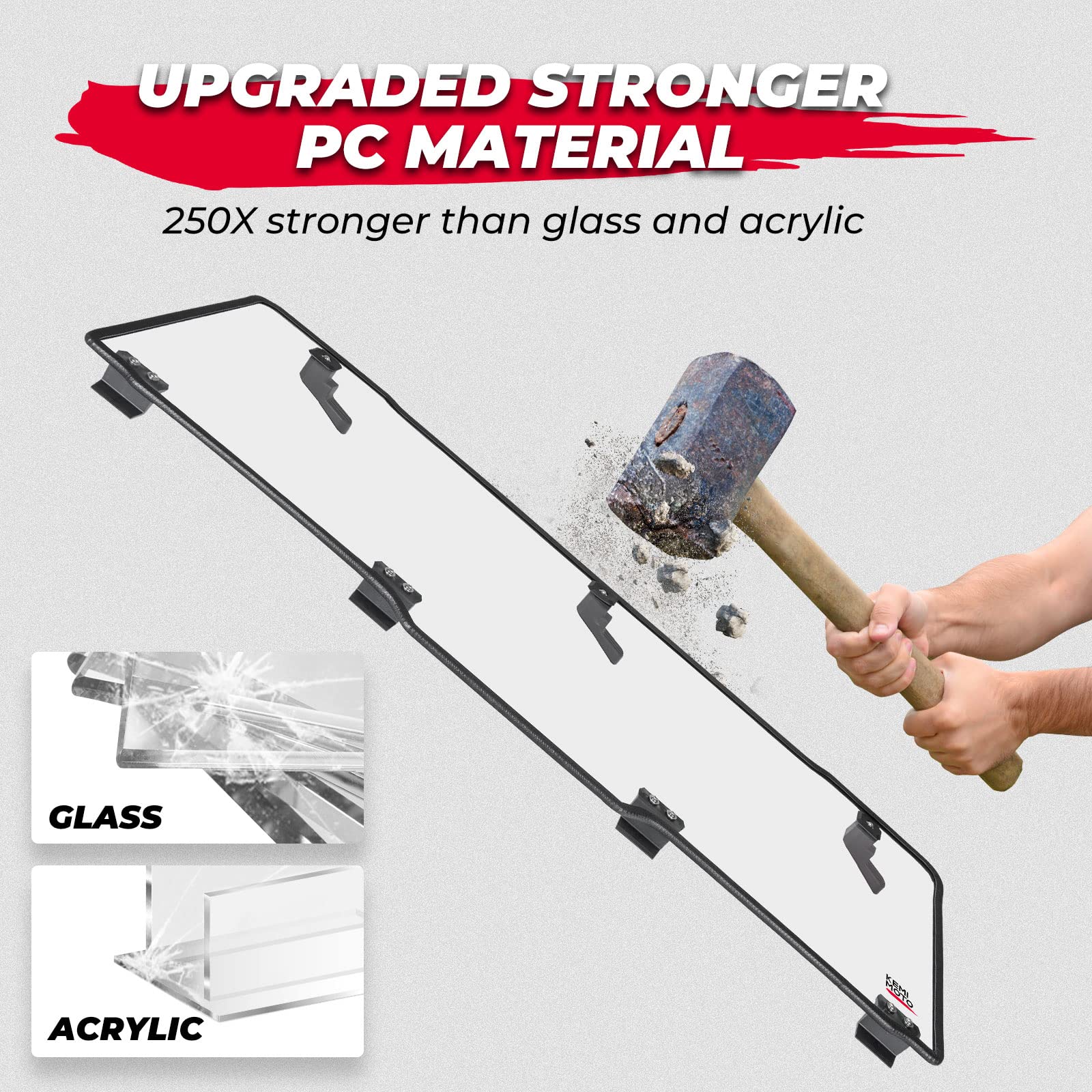 Kemimoto Hard Coated Rear Window, Pre-Installed Back Windshield Compatible With Polaris Ranger Xp 1000/Crew 2017-2025, Polaris R