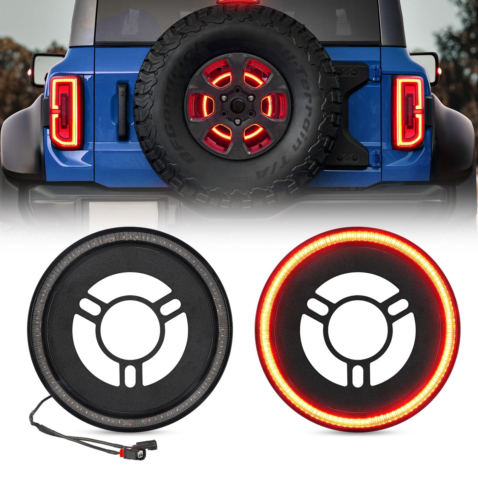 Bordan Plug & Play Spare Tire Brake Light For Bronco, 3Rd Brake Light Led Third Brake Light Compatible With Bronco 2021 2022 202
