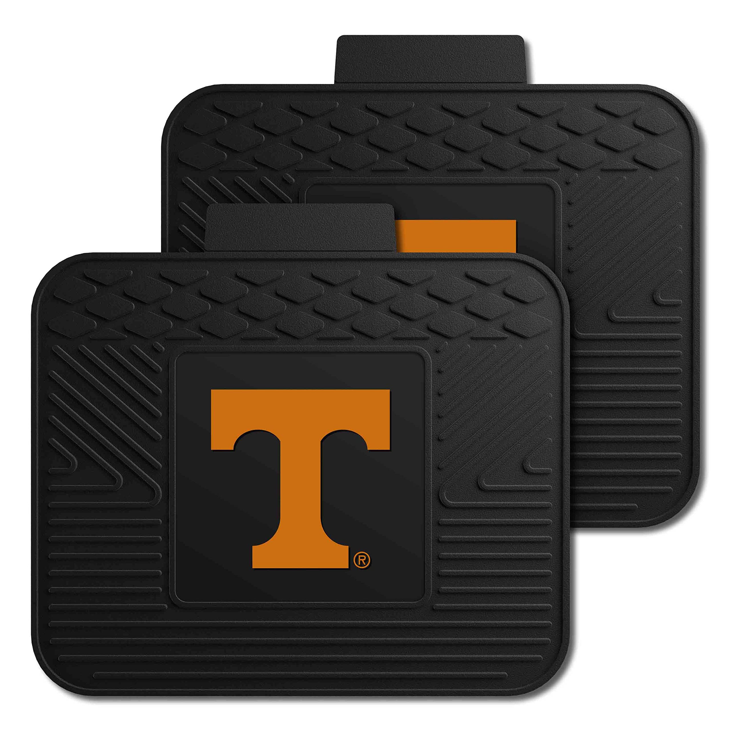 FANMATS 39384 University of Tennessee 4-pc Vinyl Car Mat Set | Black | Front & Rear Car Mats | T Primary Logo