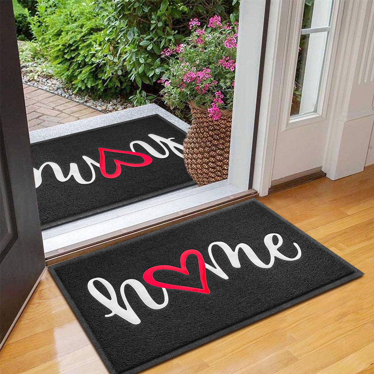 EARTHALL Door Mat 2-Pack Outside Inside Home Doormat 30x17.5 Durable Floor Mat Non Slip Rug Ultra Absorb Mud Easy Clean Fron