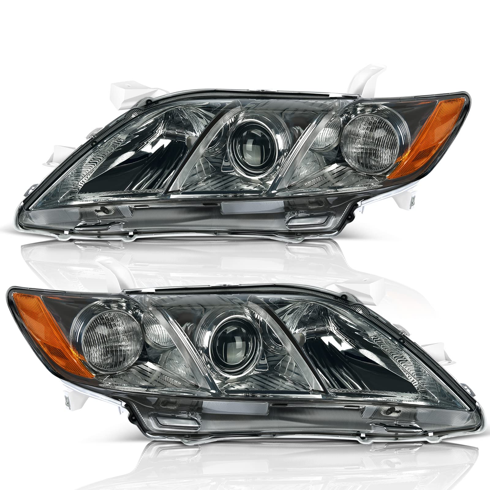 Dwvo Projector Headlight Assembly Compatible With 07 08 09 2007 2008 2009 Camry Not Fit Hybrid Model Chrome Housing Headlamp Wit