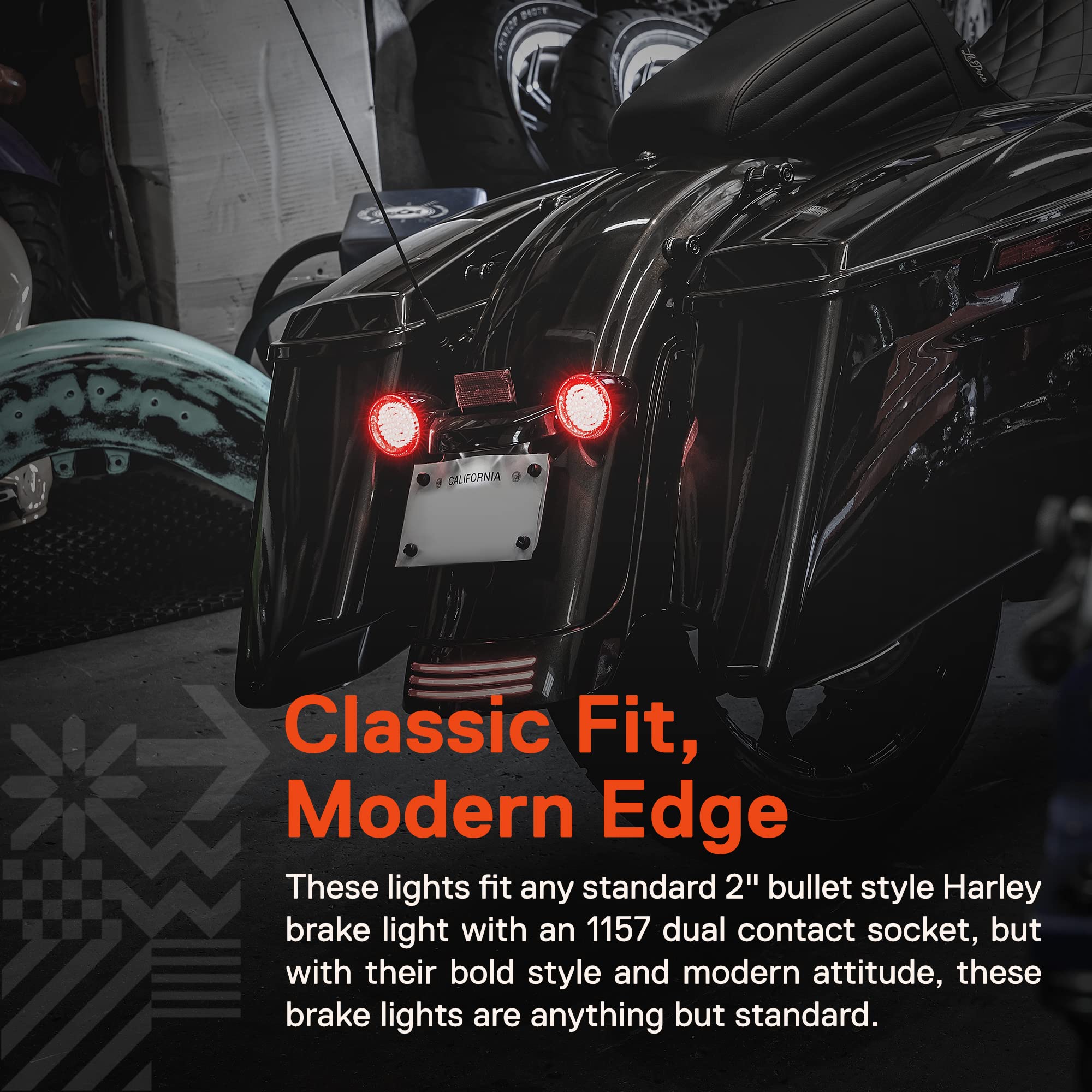 True Mods 2'' 1157 Rear Red Led Turn Signal Tail Brake Light For Harley Davidson [Pair Set] [Black-Finish] [Bullet Style] For Sp