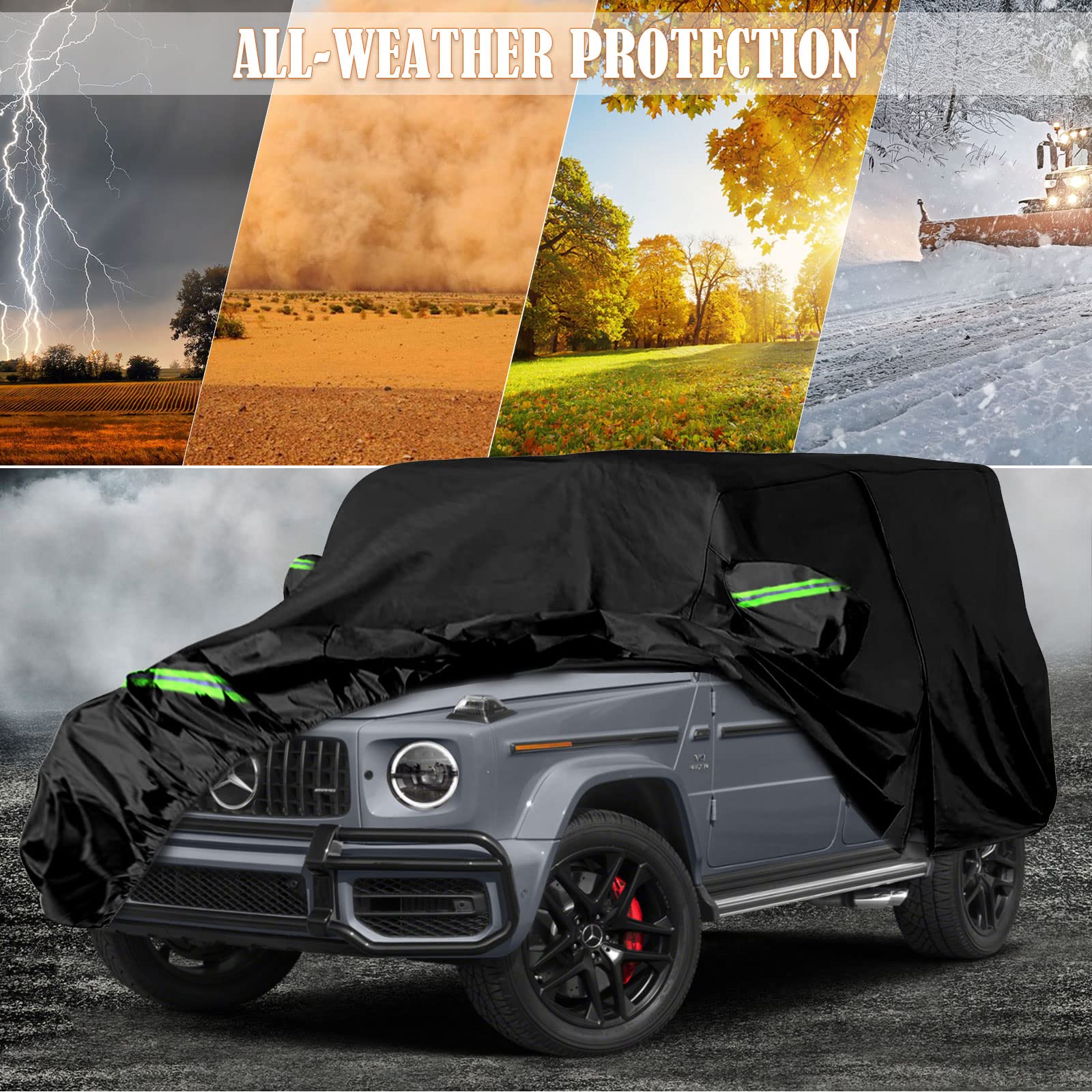 Waterproof Car Covers Replace For 2004-2025 Mercedes Benz G-Class 500 550 650, 6 Layers All Weather Car Cover With Zipper Door &