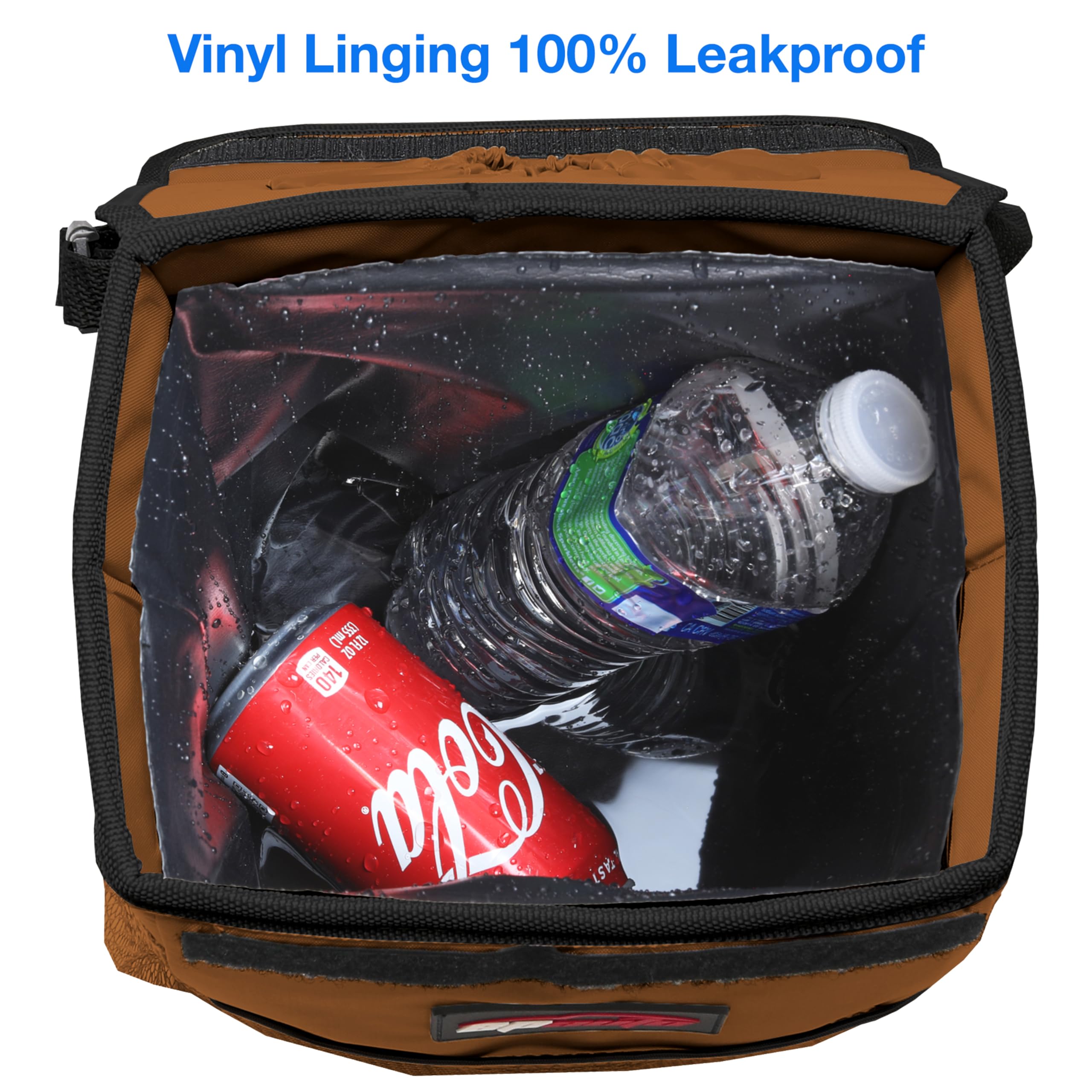 Epauto Waterproof Car Trash Can With Lid And Storage Pockets, Brown