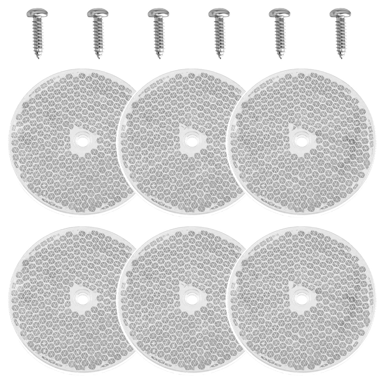 Smseace 12Pcs Safety Reflectors White Round Reflectors 3Inch With Stainless Steel Screw Used For Mailboxes,Driveway,Tunnels,Post