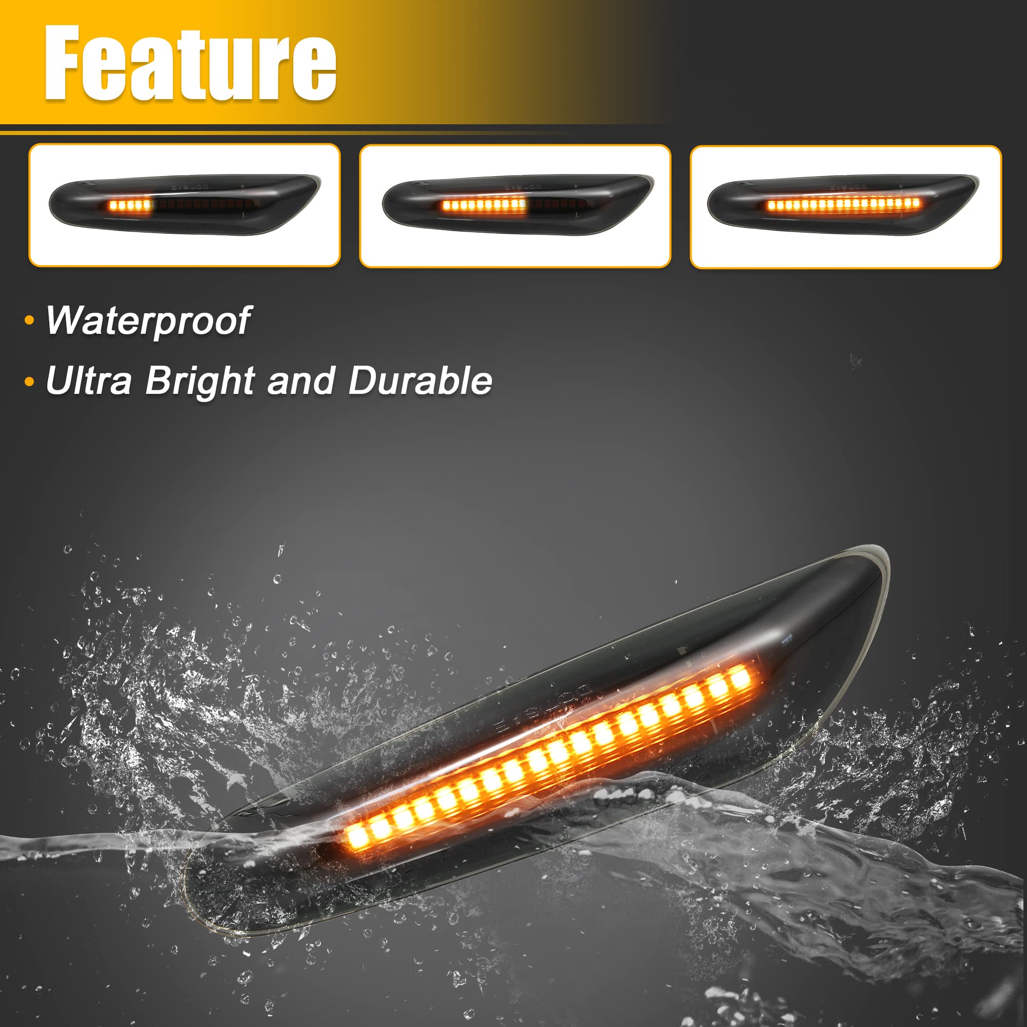 X Autohaux Full Led Side Turn Signals For Bmw 1 3 5 Series E36 E46 E60 E87 E90 E92 X1 X3 63133418447 63133418448 Fender Side Mar