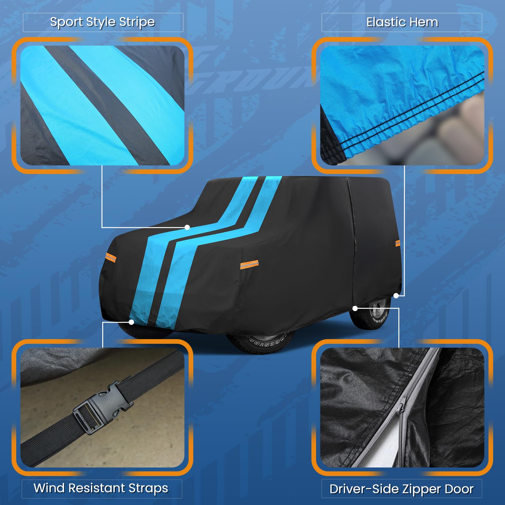 Sailnovo Jeep Wrangler Cover 2 Door Waterproof Jeep Cover For 1987-2023 Jk Jl Cj Yj Tj All Weather Protection Full Car Cover Out