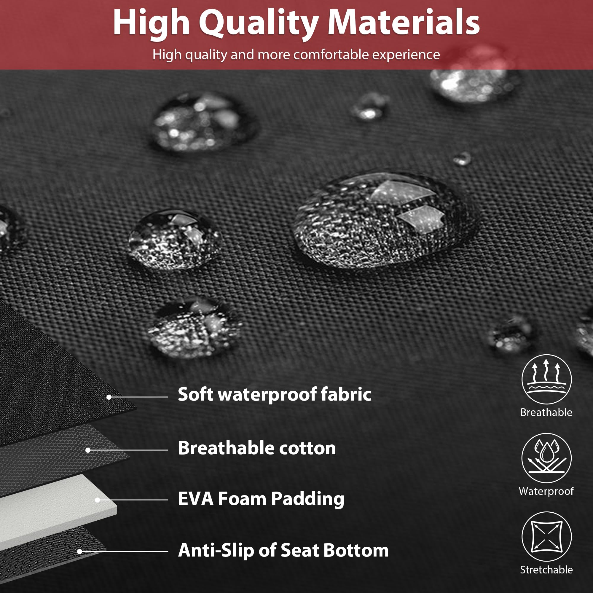 CAR PASS Neoprene Wetsuit Seat Covers, Waterproof Car Seat Covers Full Sets with 5mm Composite EVA, Universal Fit for Car,Sedan,