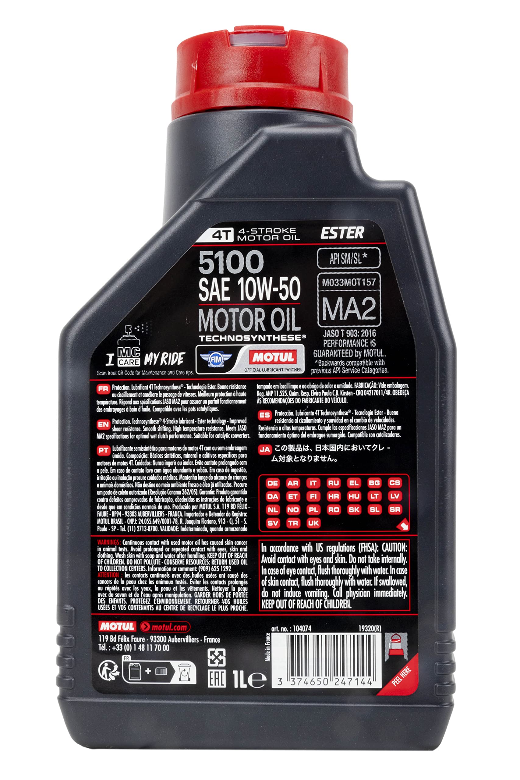 Motul 5100 4T 10W50 Synthetic Blend 1 Liter