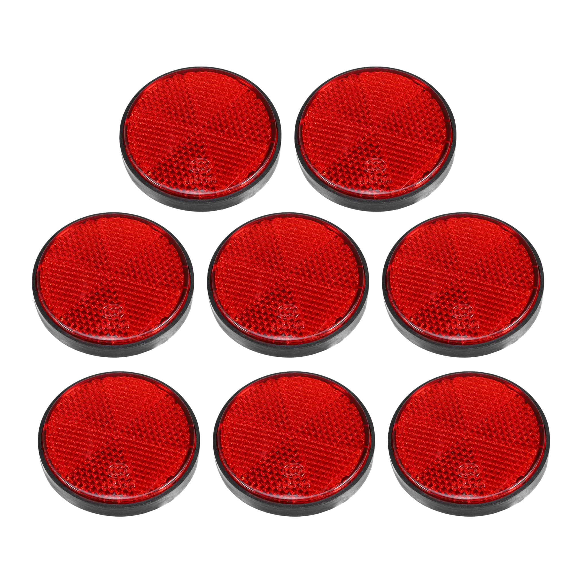 X Autohaux 8 Pcs Round Stick-On Safety Spoke Reflective Self Adhesive Reflector For Gate Posts Cars Trailer Motorcycle Trucks Boat Bicycle Bike Red