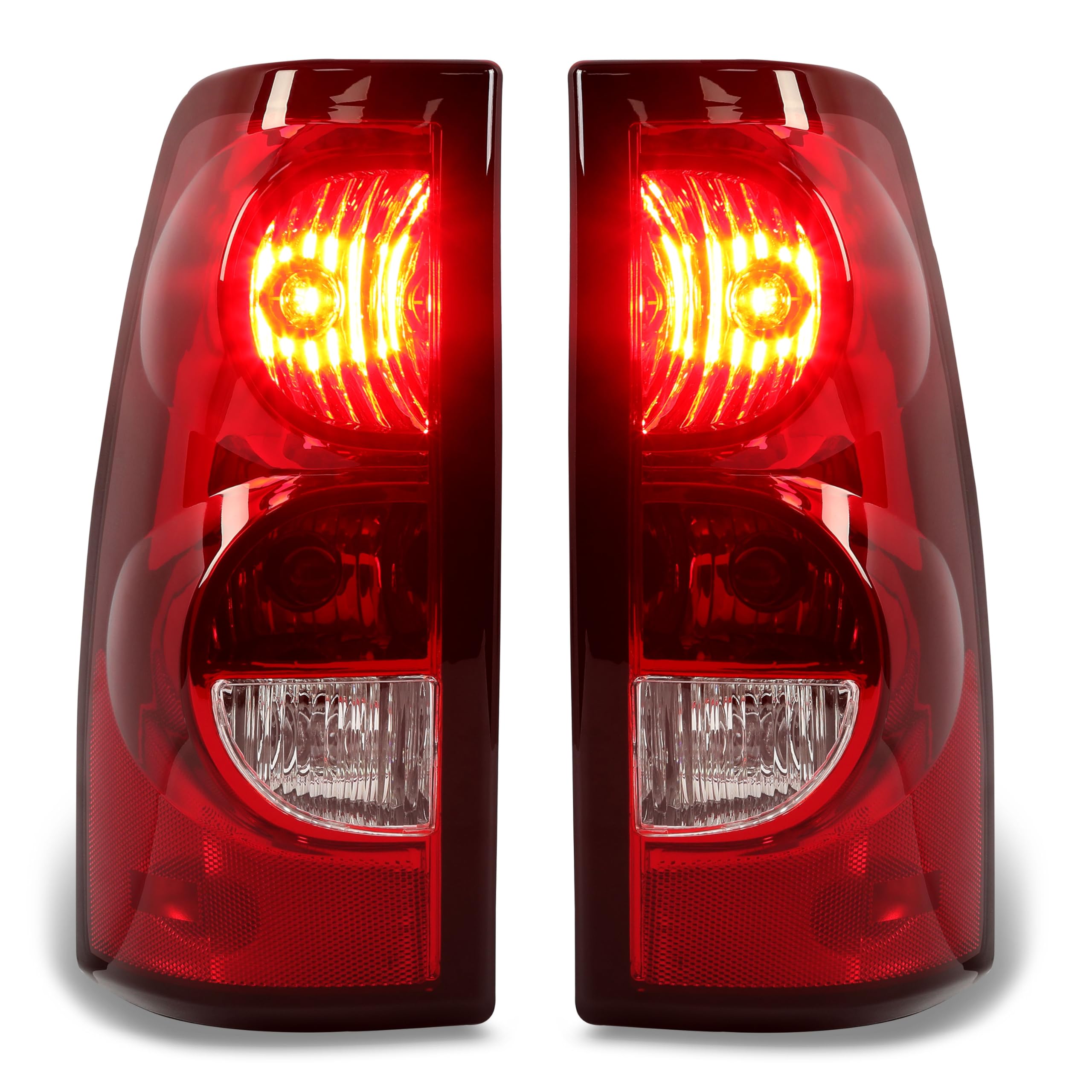 Hecasa Tail Lights Compatible With 2003-2007 Chevy Silverado 1500 2500 3500 W/Bulb And Harness Rear Lamp Set Replacement For Gm2