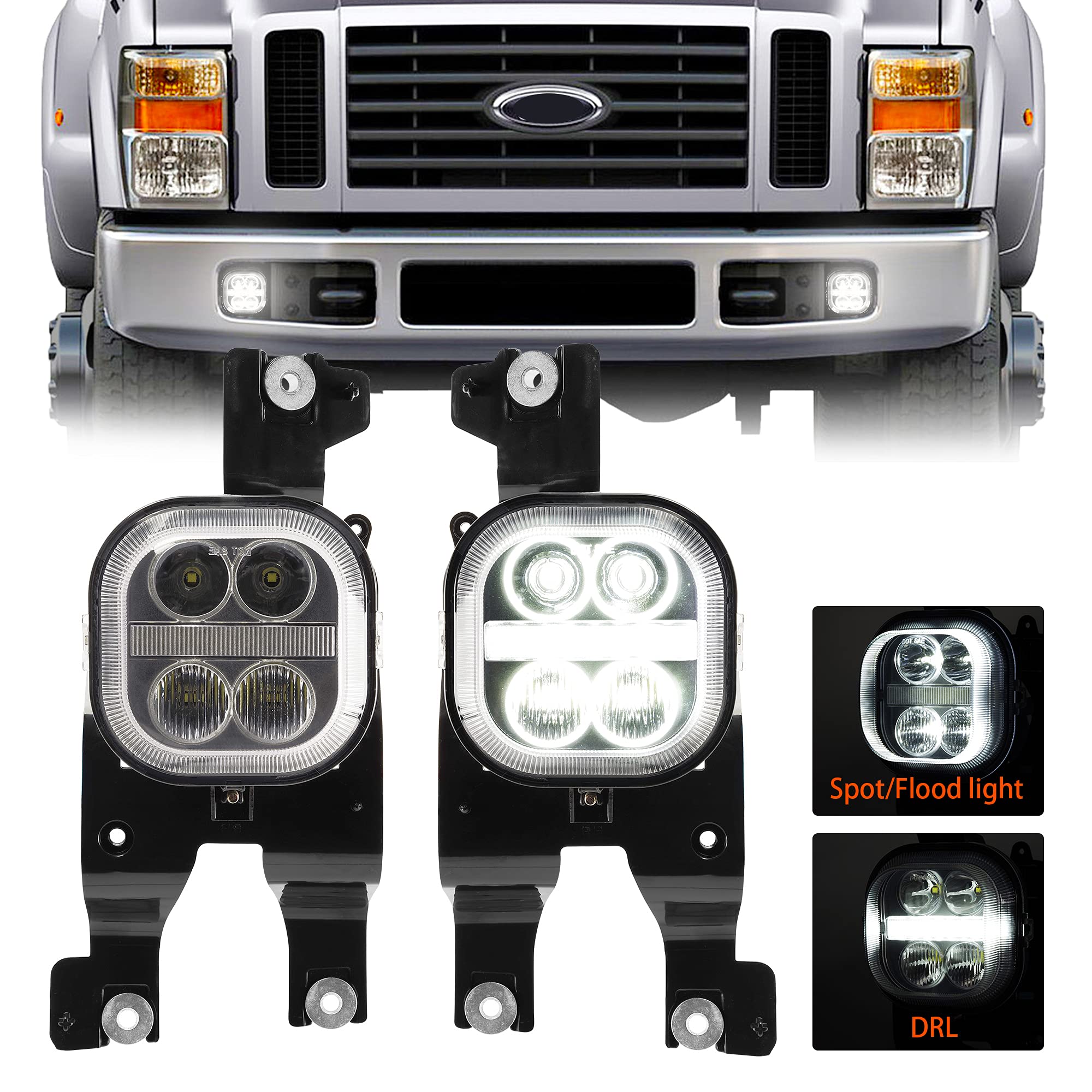 Led Fog Light Assembly With Daytime Running Lights For 2008 2009 2010 Ford F250 F350 F450 F550 Bumper Driving Fog Lamp Kit Plug & Play