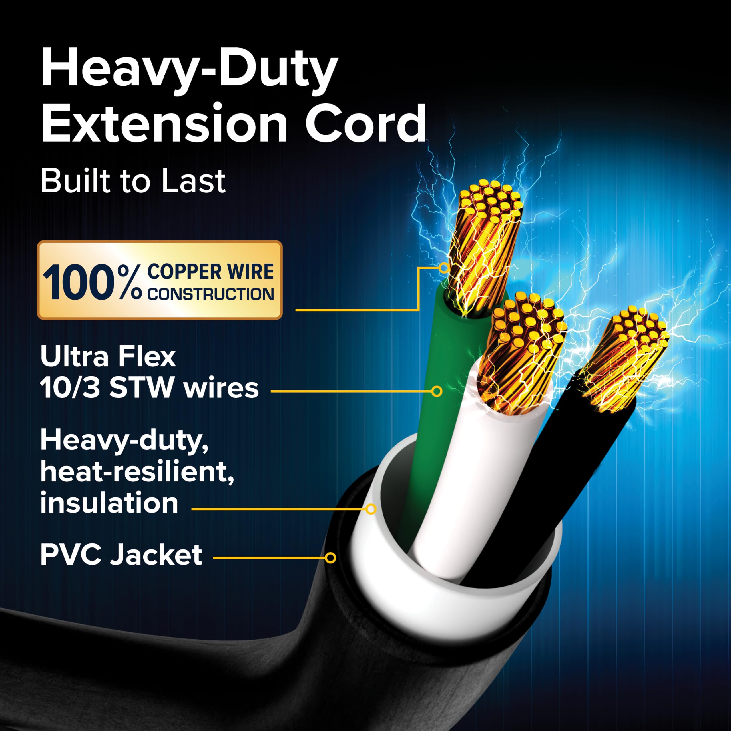 Camco PowerGrip 50-Ft 30-Amp Camper/RV Extension Cord - Standard 30-Amp Male & 30-Amp Female Connectors - Crafted of 10-Gauge Co