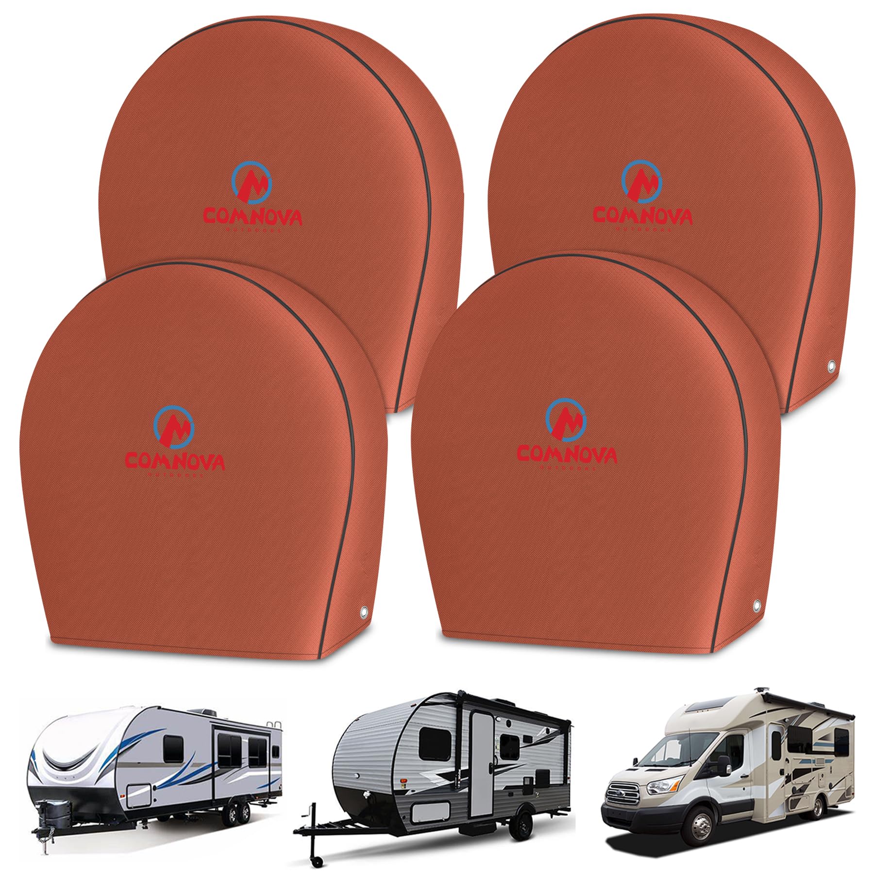 Comnova Rv Tire Covers 4 Pack - Tough Tire Wheel Protector For Truck, Travel Trailer, Suv, Camper, Boat, Van, 600D Waterproof Ra