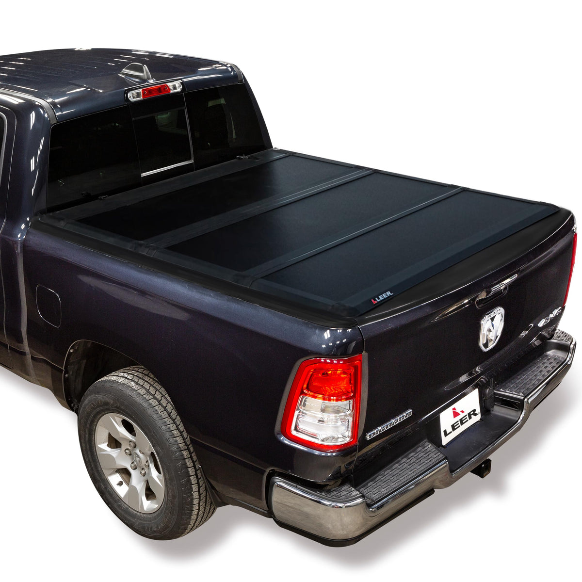 Leer Hf350M Tri-Folding Truck Bed Tonneau Cover, Fits Dodge Ram Without 60/40 Tailgate, Years 2019-2023, 5'7 Truck Bed, Black