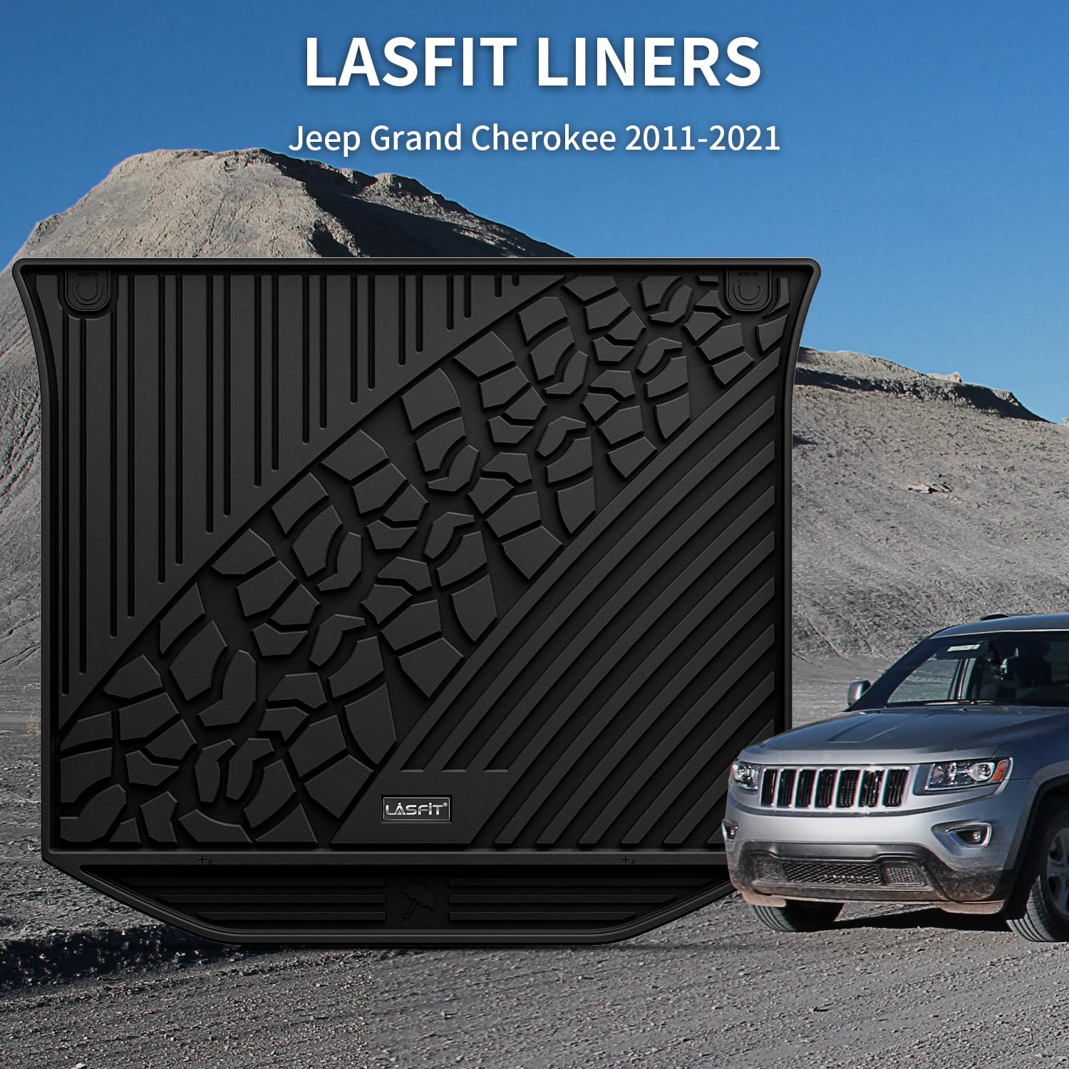 Lasfit Trunk Mat For Jeep Grand Cherokee 2011-2021 All Weather Tpe Custom Fit Cargo Mat Trunk Liner Cargo Liner, Black