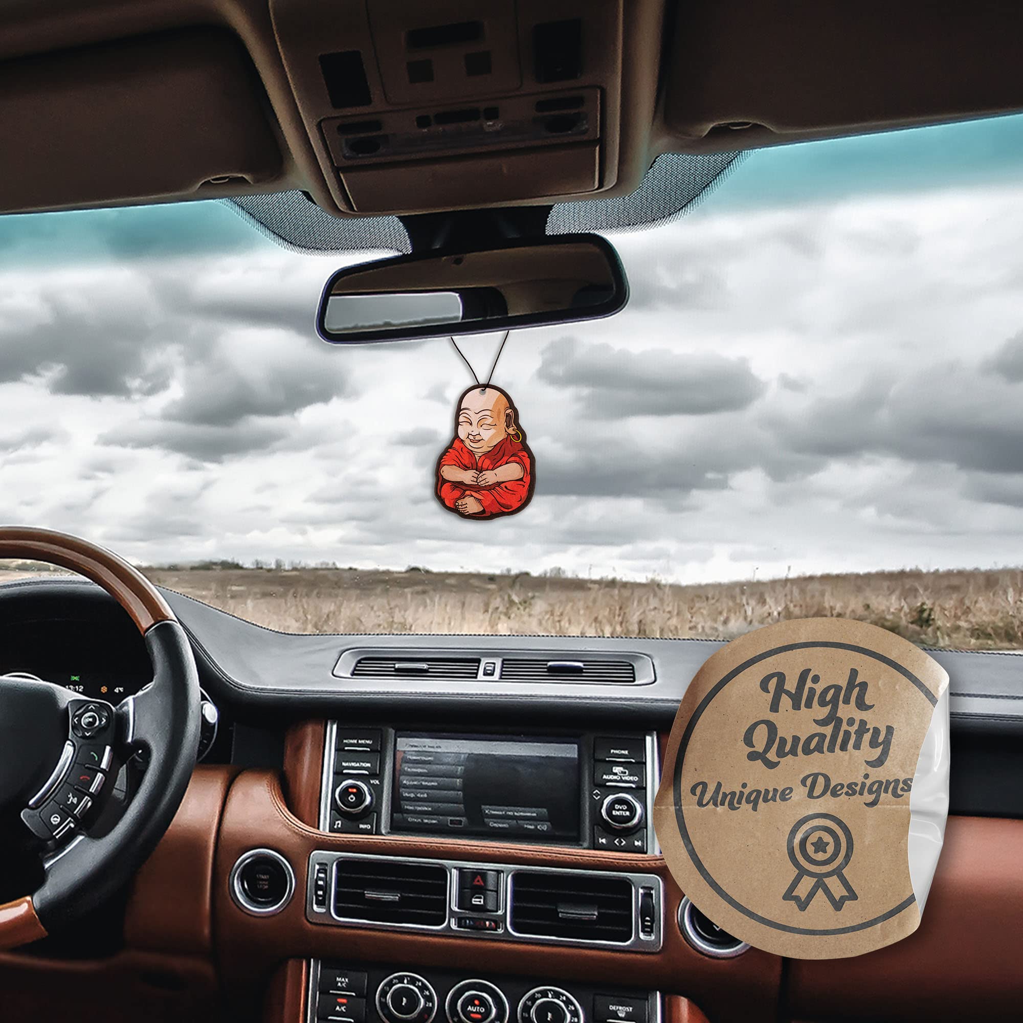 Buddha Car Air Freshener 3 Pack Scented With Essential Oils By Fresh Fresheners (3 Pack, 3 Scents)