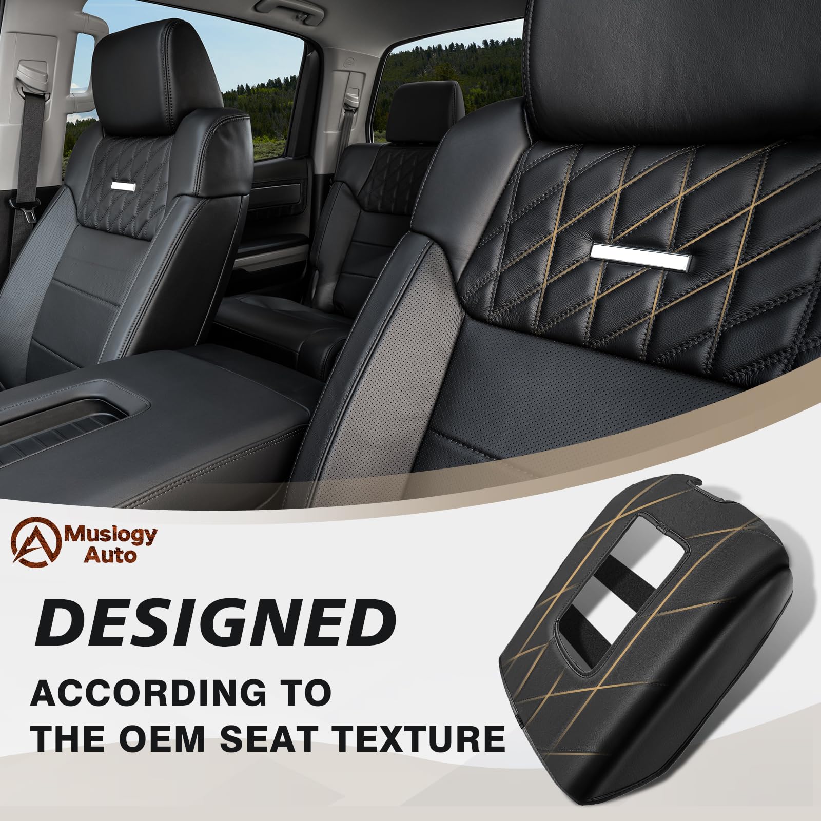 Muslogy Center Console Armrest Cover Compatible With Toyota Tundra 2014-2021 Comfort Armrest Pad Anti-Scratch Arm Rest Cushion V