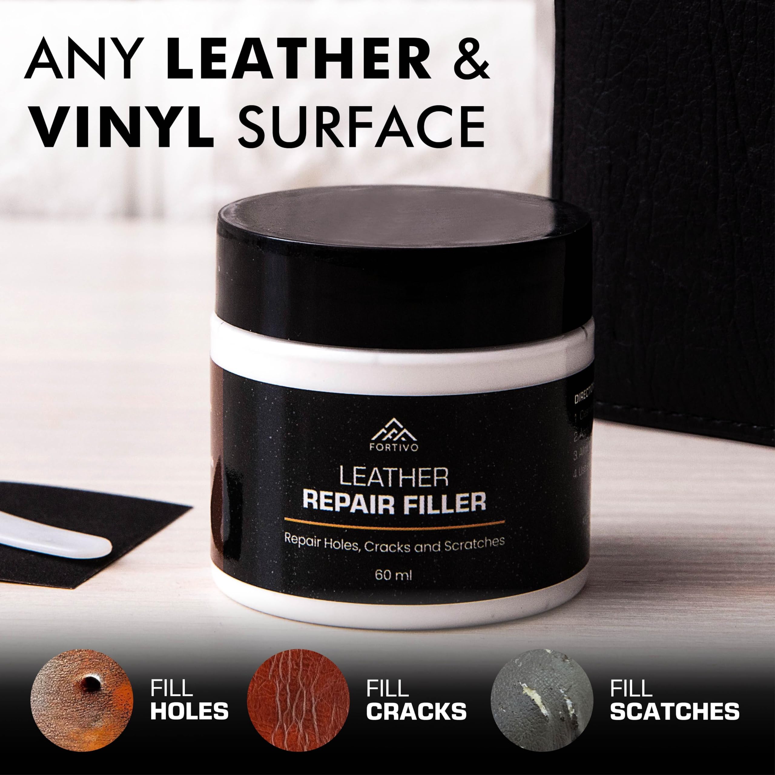 Paintable Leather Filler - Leather Repair For Tears And Holes - Leather Scratch Repair - Easy Step-By-Step Guide- Leather Repair