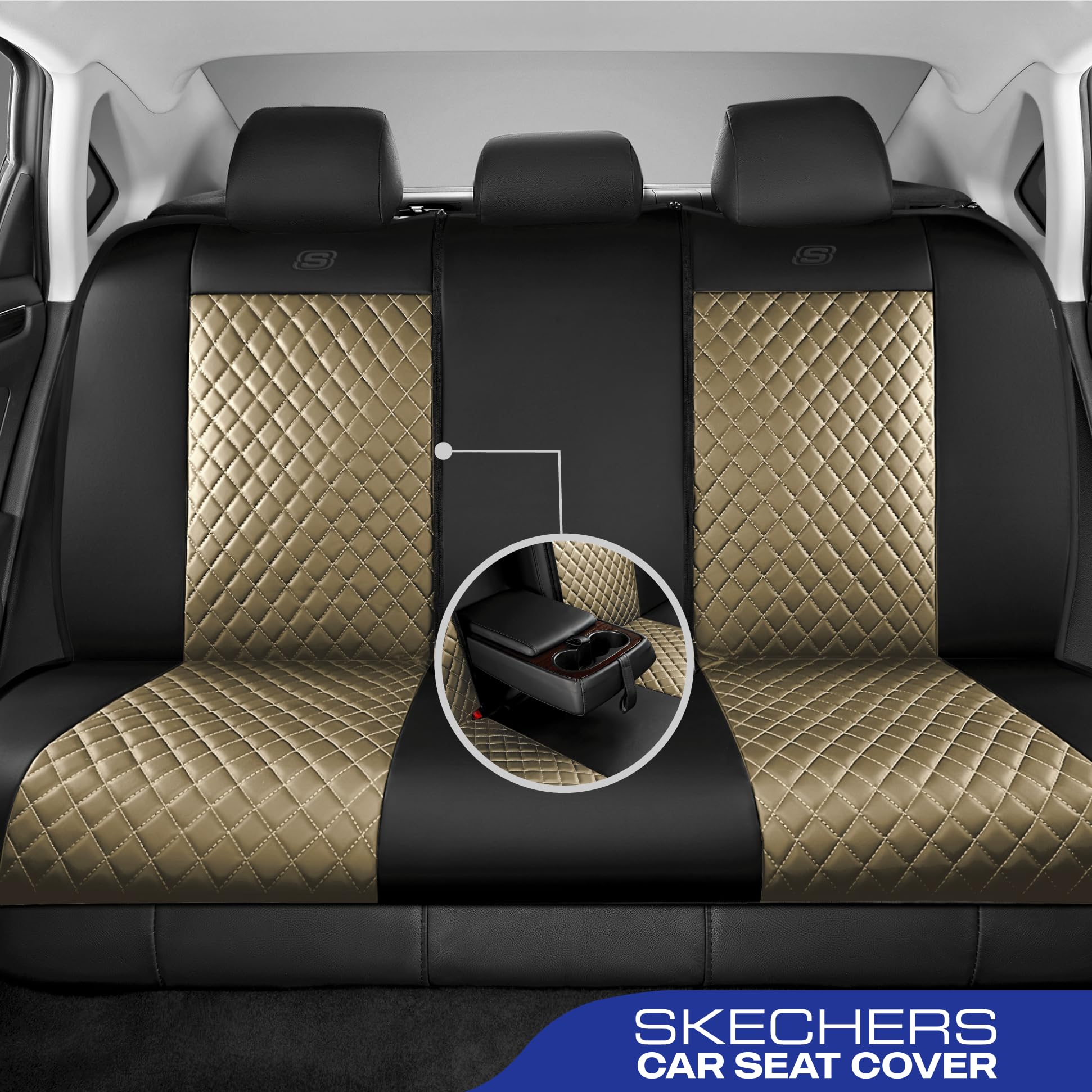 Skechers Car Seat Covers,Piping Luxury Faux Seat Covers,Waterproof Anti Slip Car Seat Protector Full Set,Car Accessories Airbag
